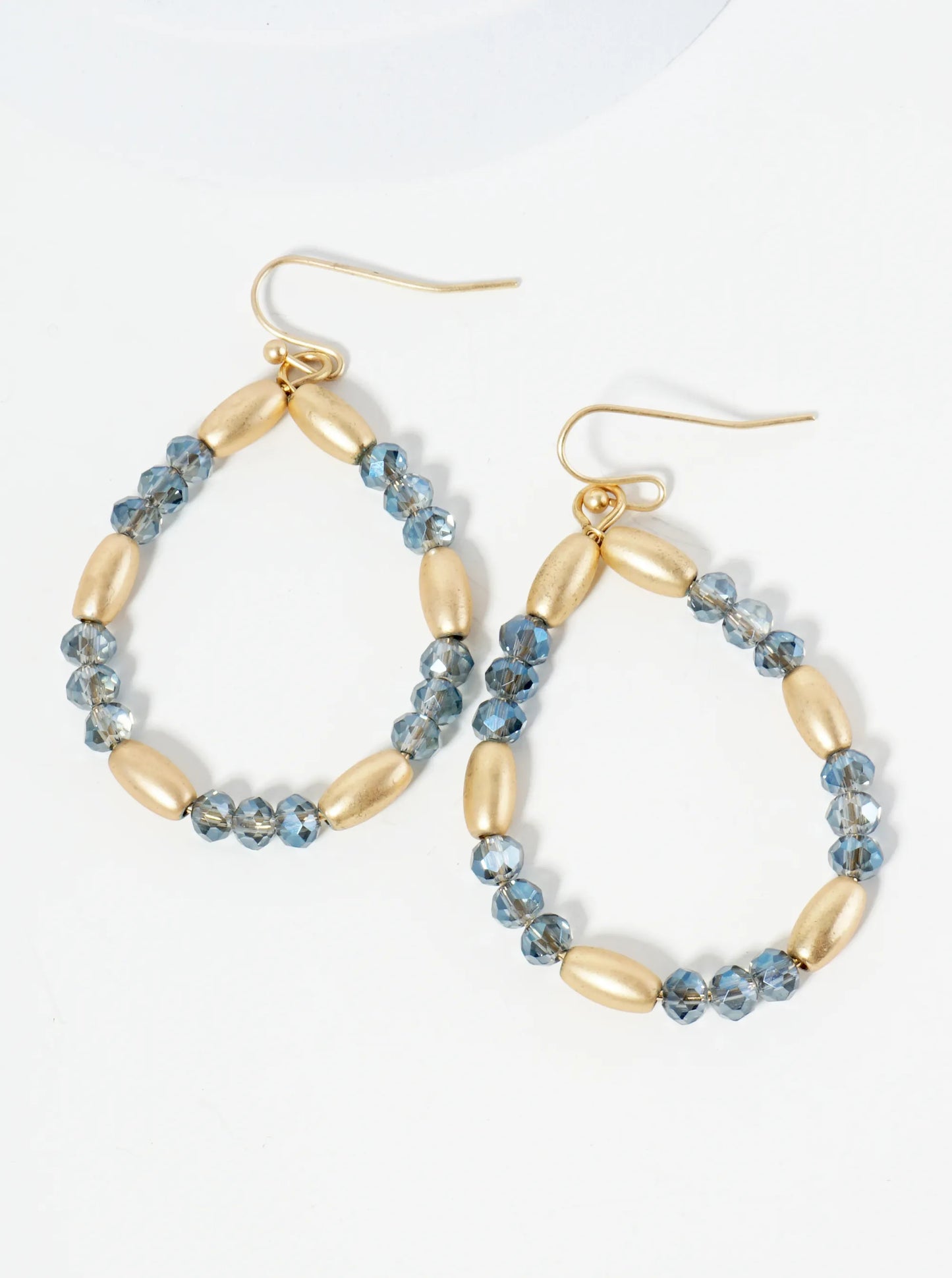 Glass Beaded Wire Teardrop Dangle Earrings