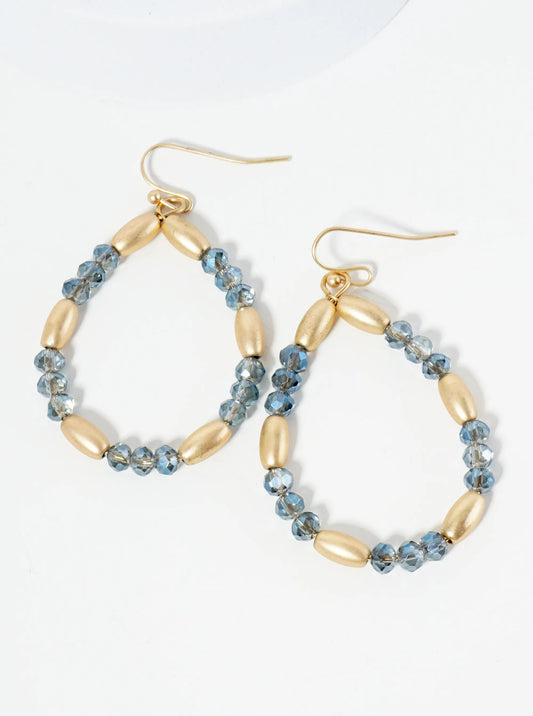 Glass Beaded Wire Teardrop Dangle Earrings