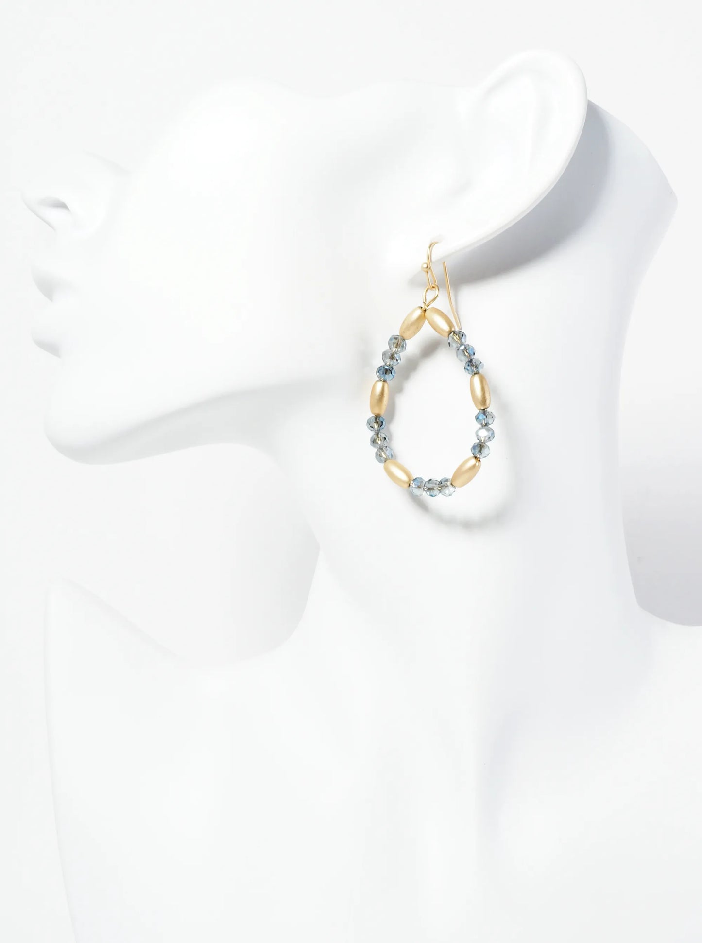 Glass Beaded Wire Teardrop Dangle Earrings