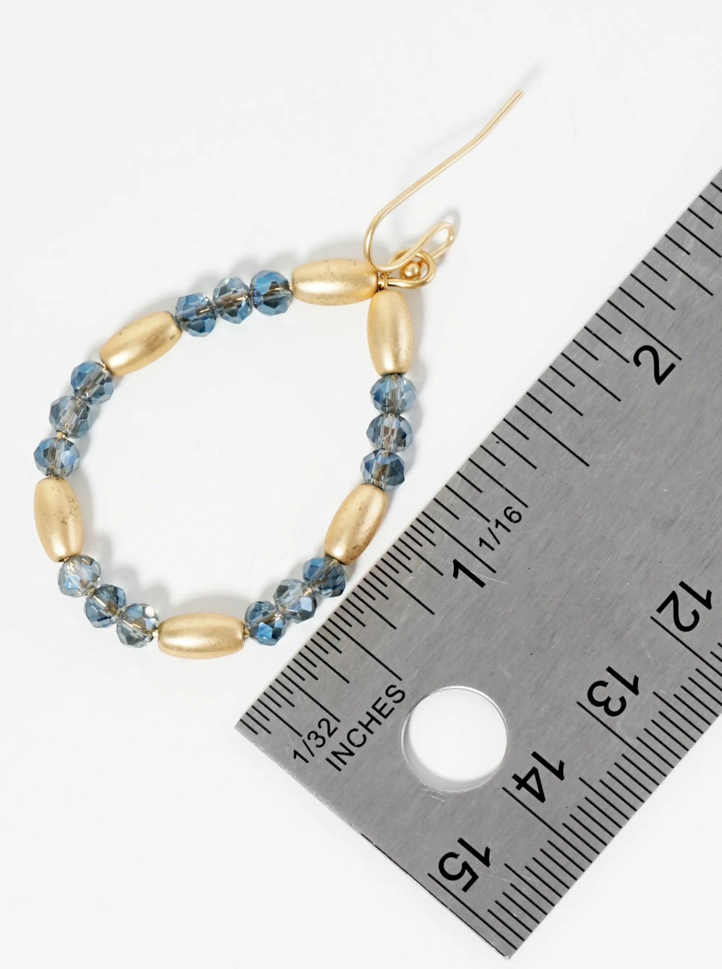 Glass Beaded Wire Teardrop Dangle Earrings