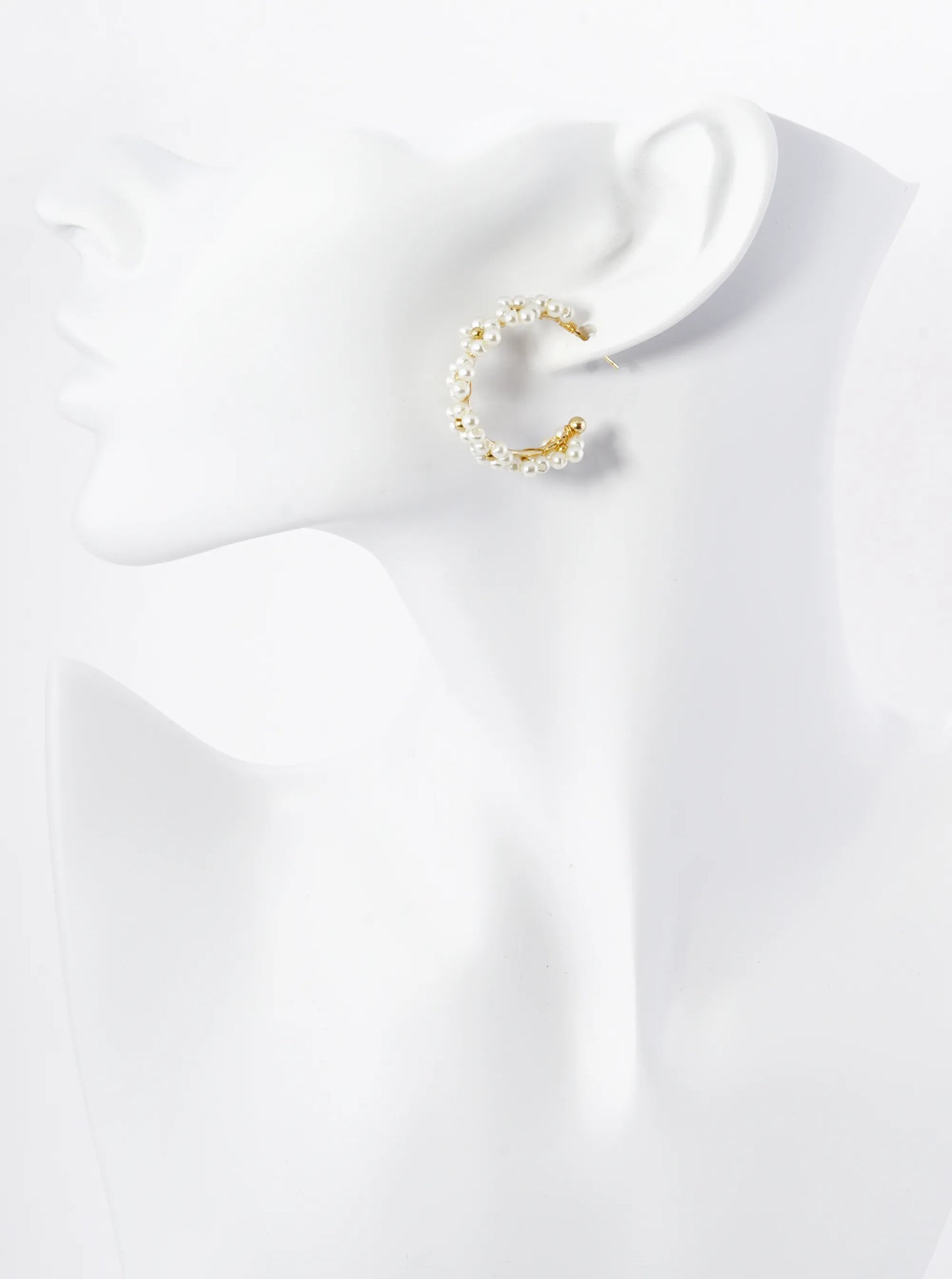 Glass Beads Wire Wrapped 25mm Flower Open Hoop Earrings