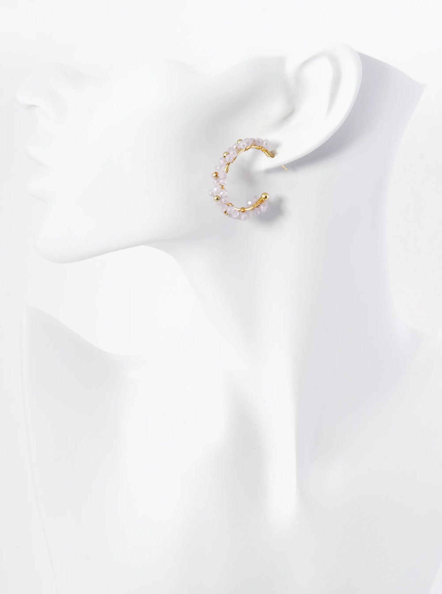 Glass Beads Wire Wrapped 25mm Flower Open Hoop Earrings
