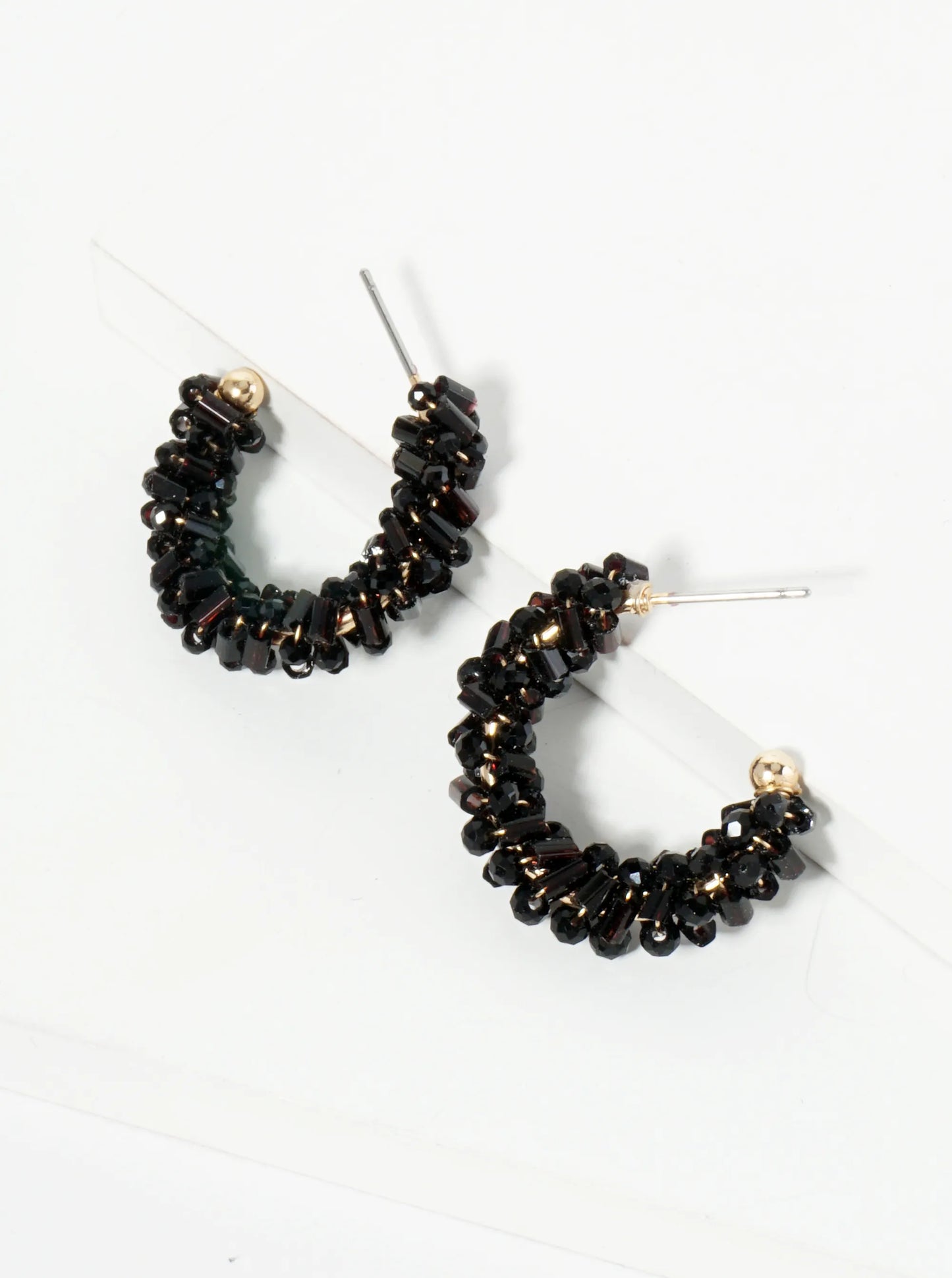 Glass Beads Wire Wrapped 25mm Open Hoop Earrings