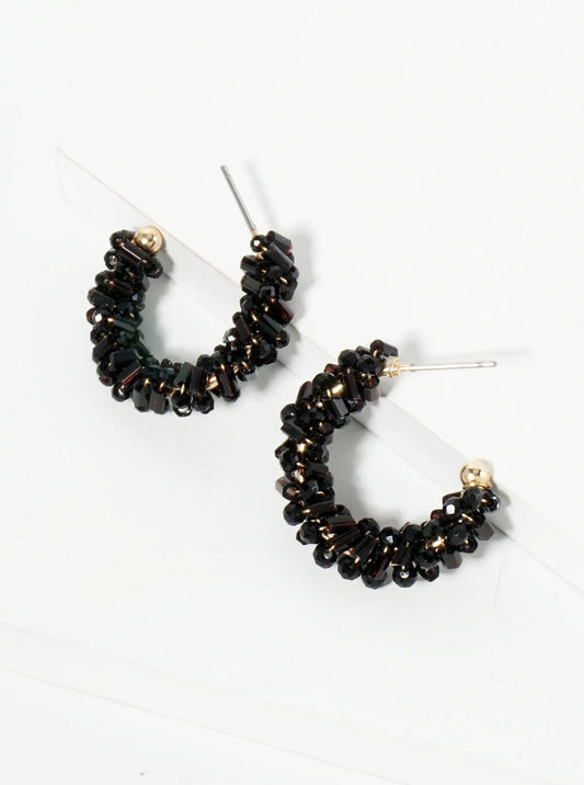 Glass Beads Wire Wrapped 25mm Open Hoop Earrings