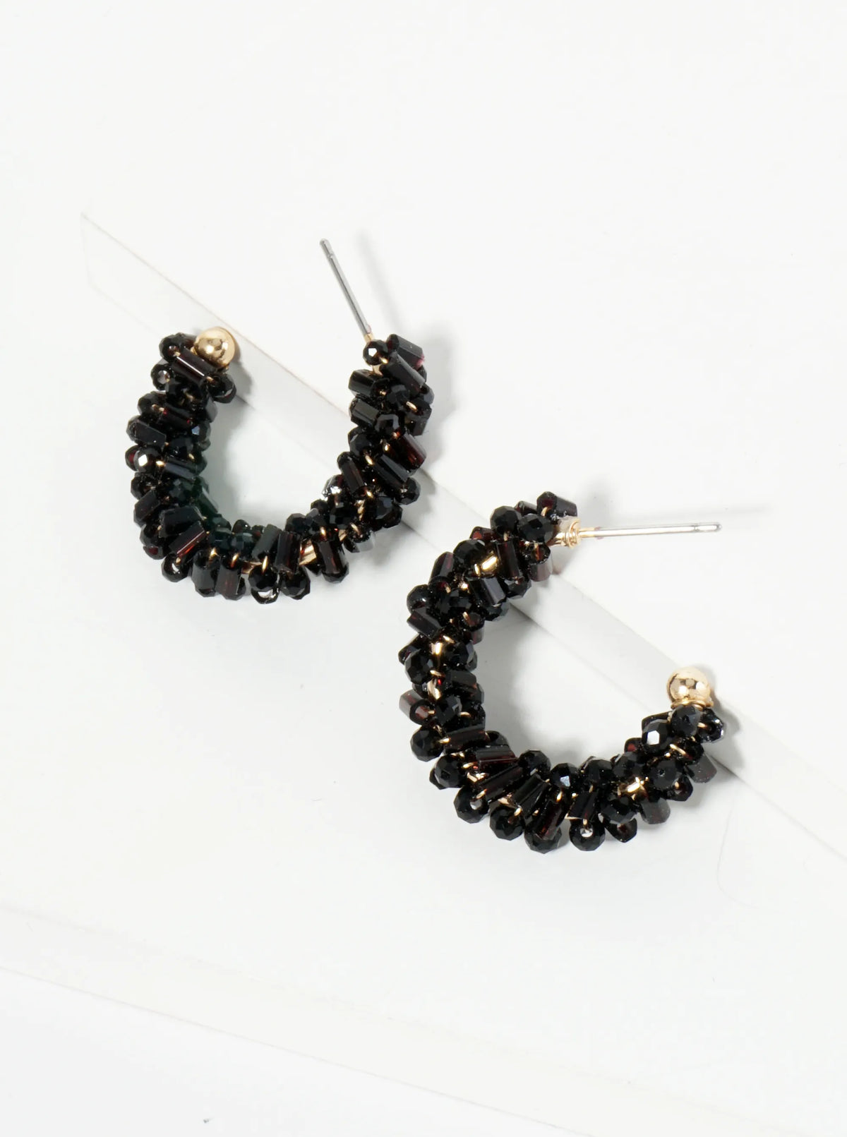 Glass Beads Wire Wrapped 25mm Open Hoop Earrings