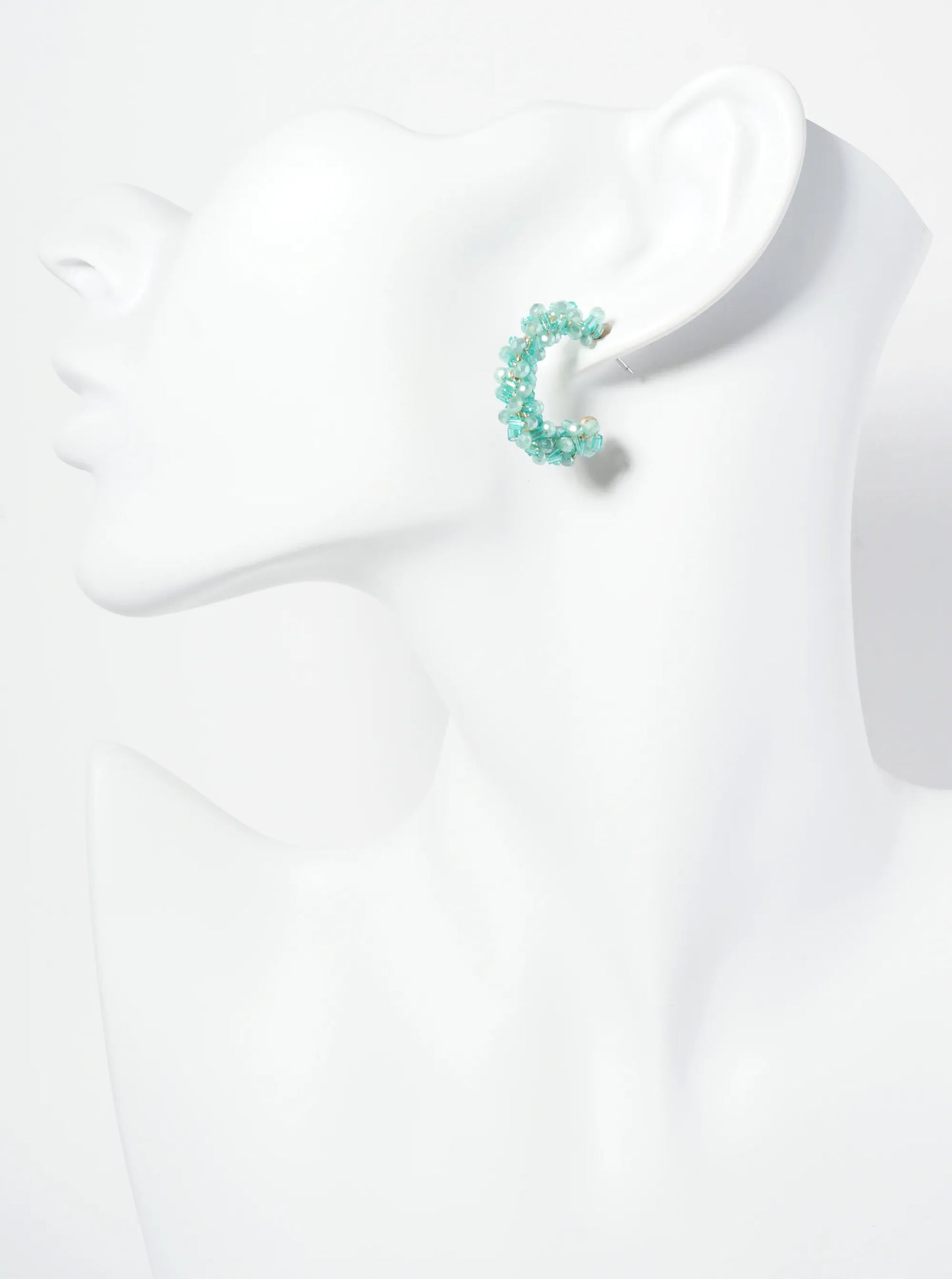 Glass Beads Wire Wrapped 25mm Open Hoop Earrings