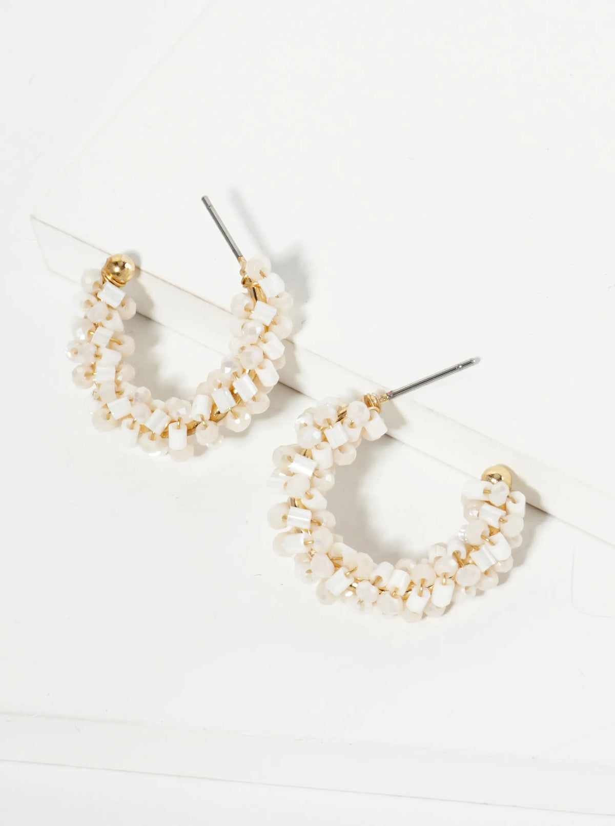 Glass Beads Wire Wrapped 25mm Open Hoop Earrings