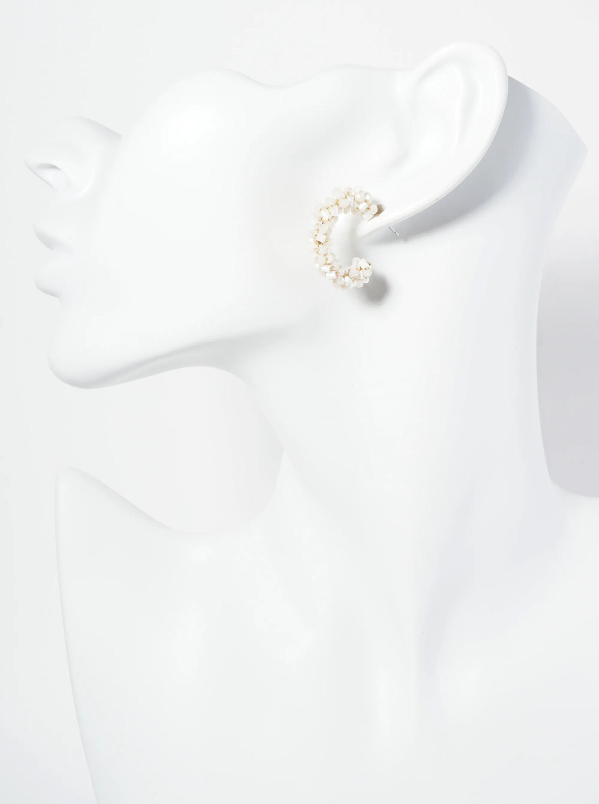 Glass Beads Wire Wrapped 25mm Open Hoop Earrings
