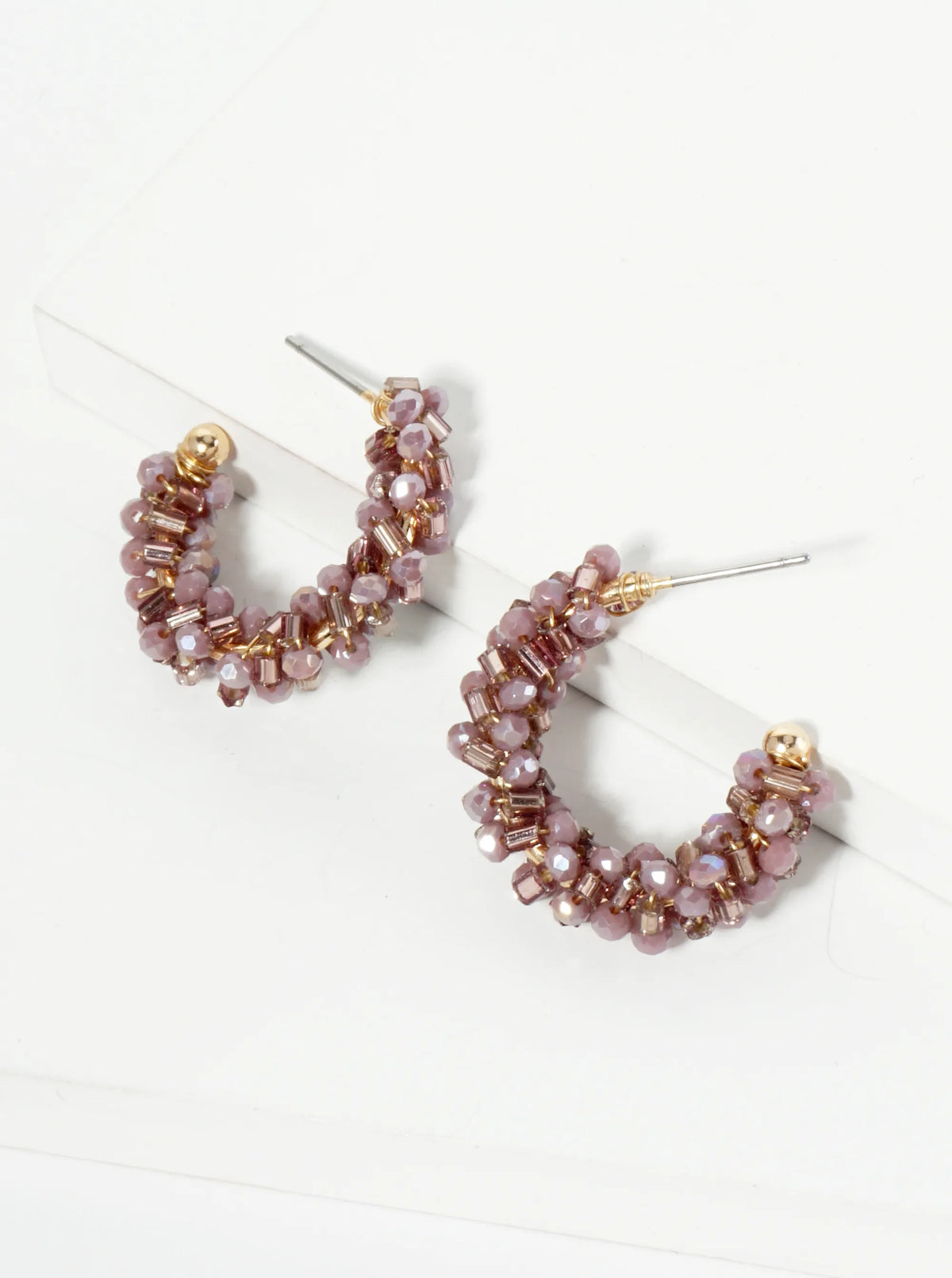 Glass Beads Wire Wrapped 25mm Open Hoop Earrings