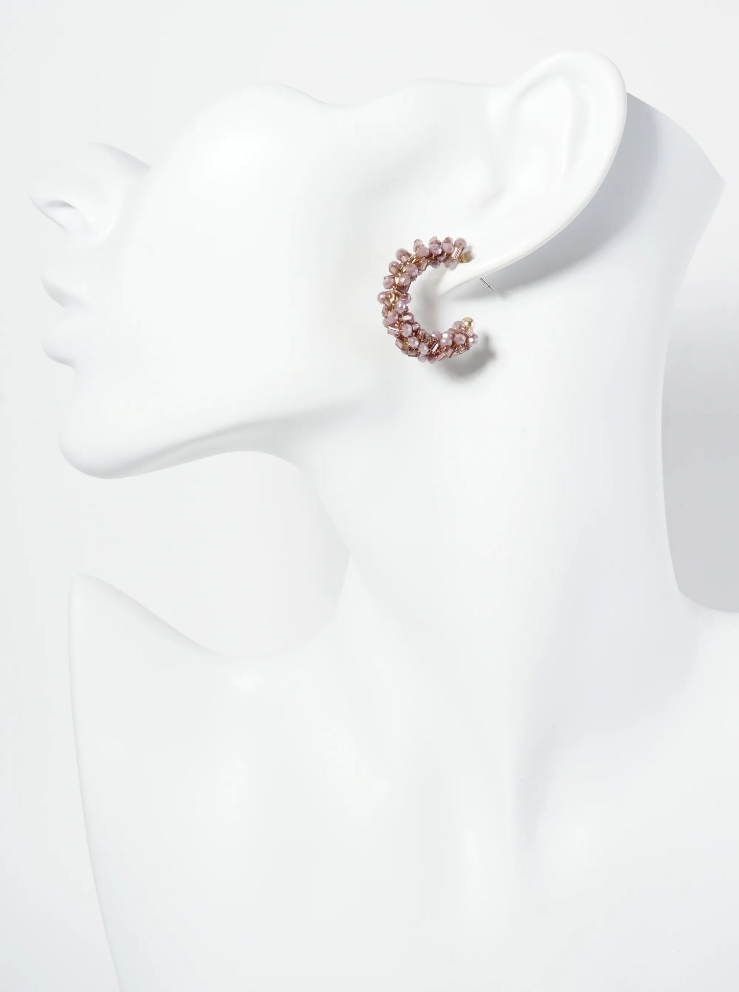 Glass Beads Wire Wrapped 25mm Open Hoop Earrings
