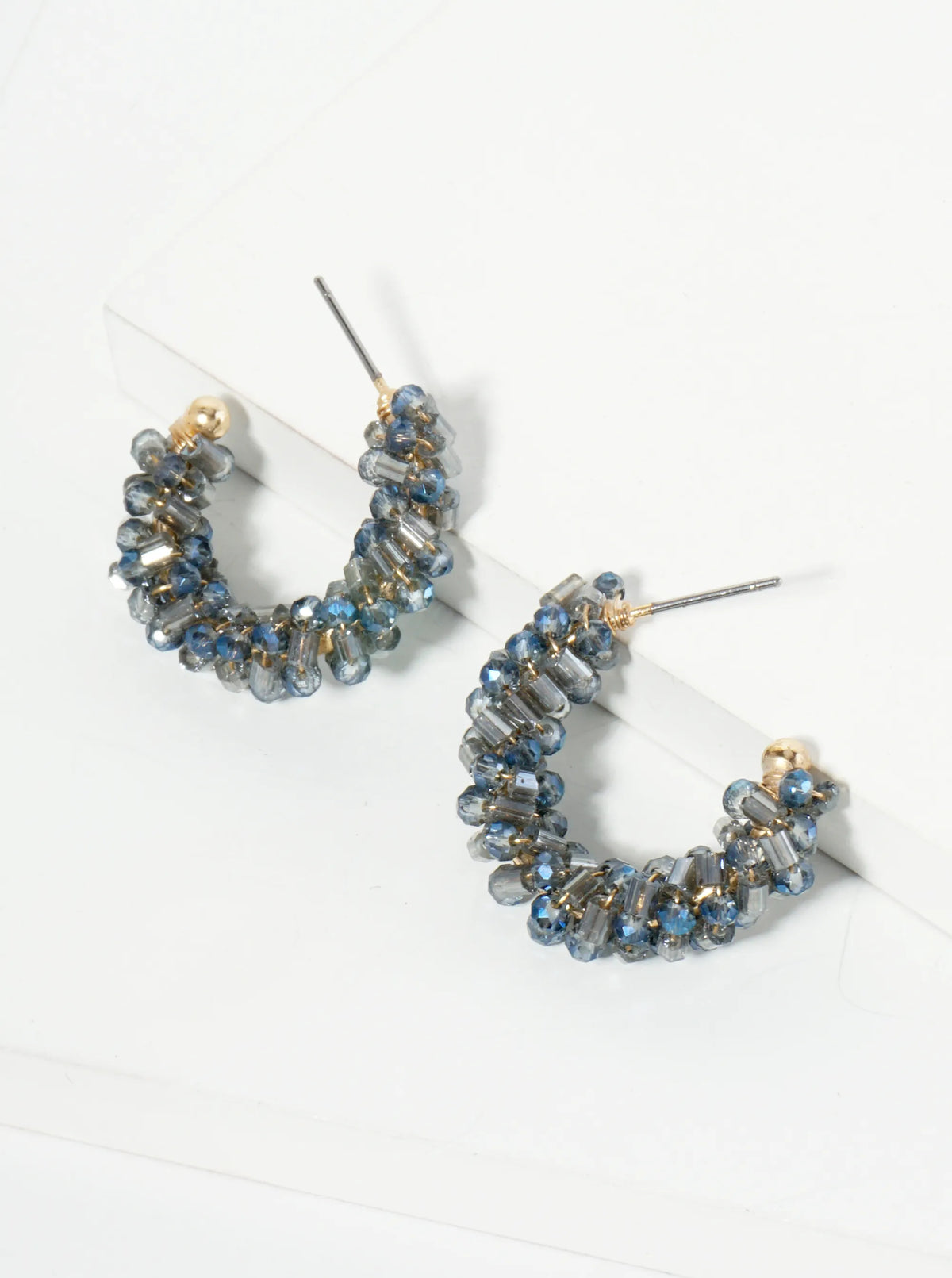 Glass Beads Wire Wrapped 25mm Open Hoop Earrings