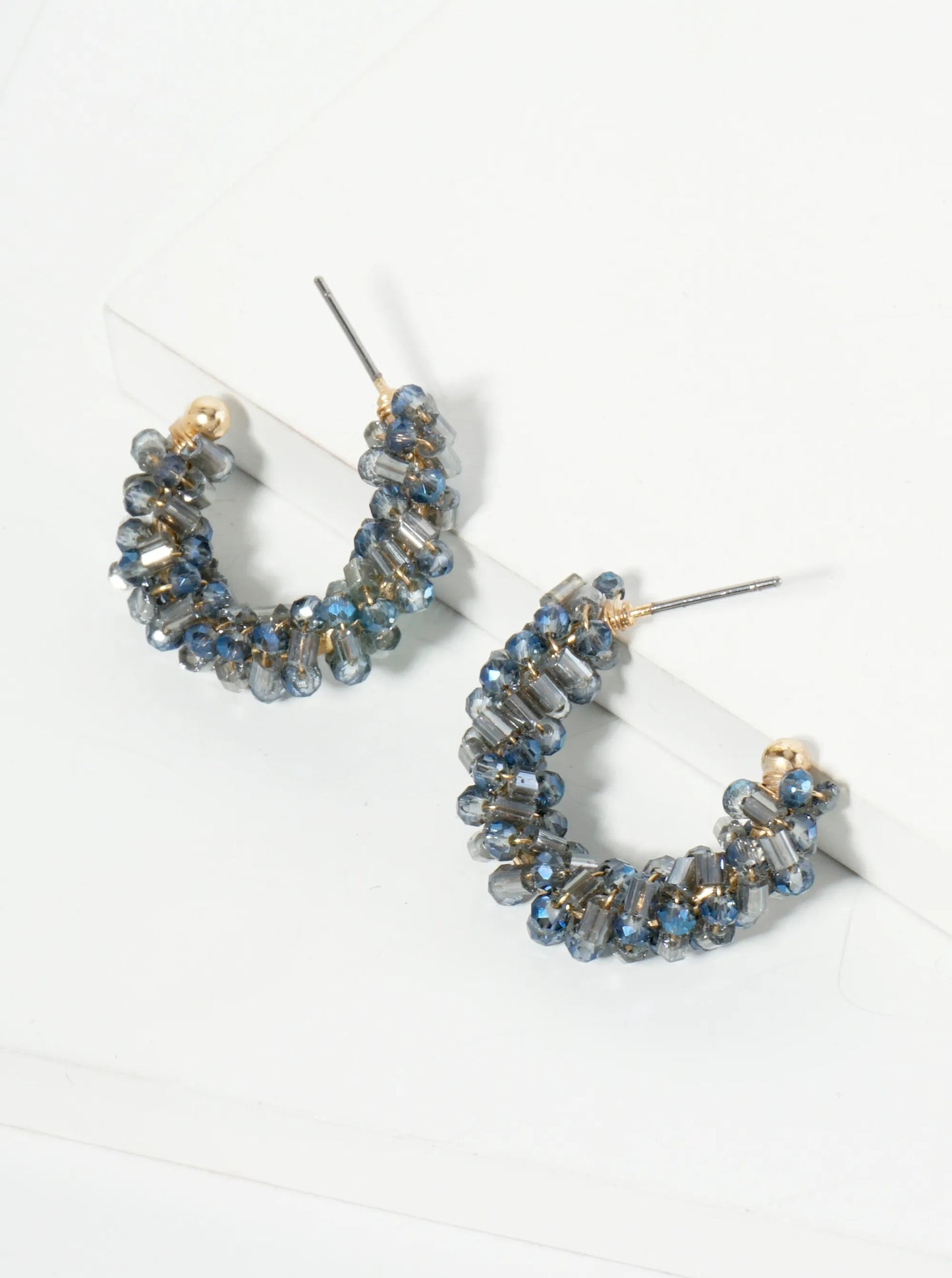 Glass Beads Wire Wrapped 25mm Open Hoop Earrings