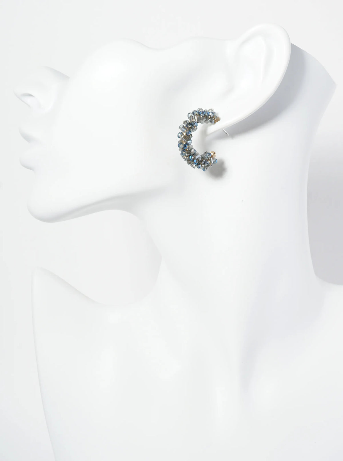 Glass Beads Wire Wrapped 25mm Open Hoop Earrings