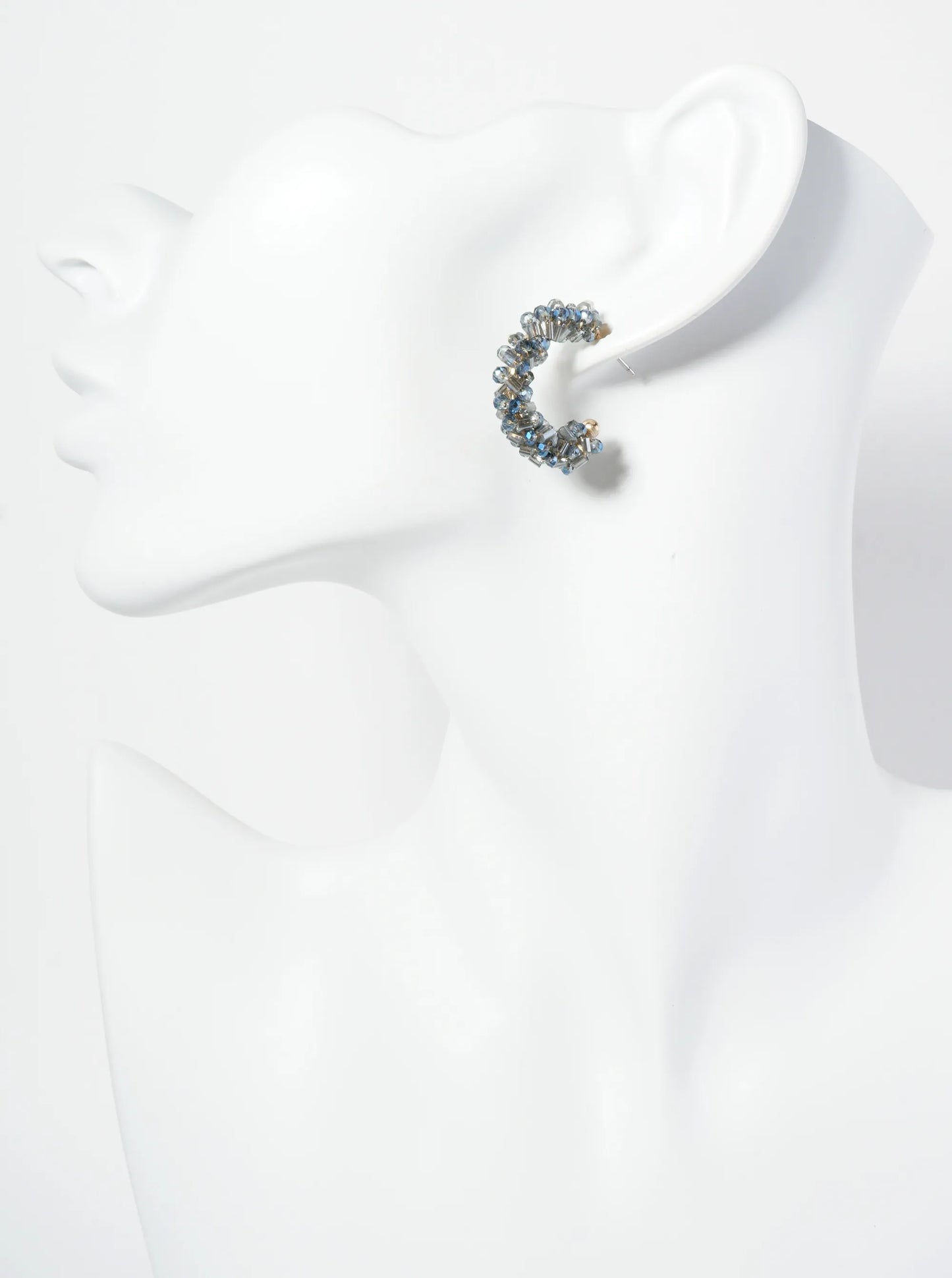 Glass Beads Wire Wrapped 25mm Open Hoop Earrings