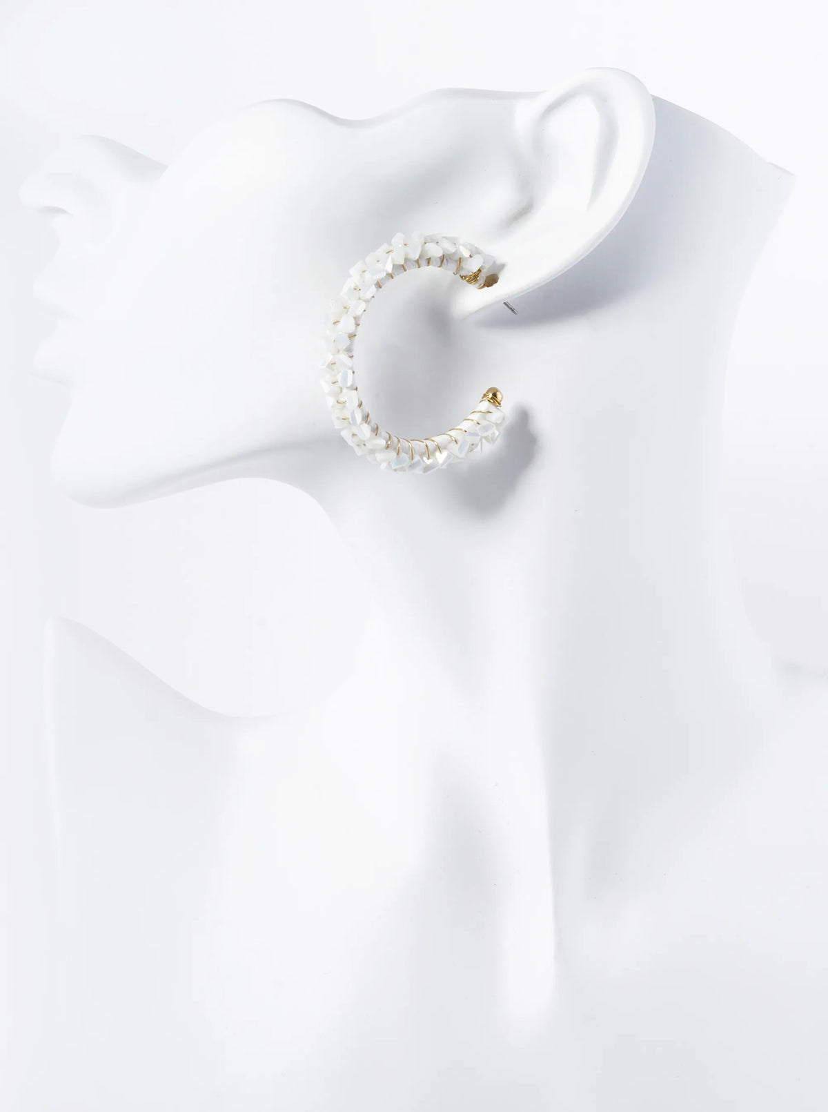 Glass Beads Wire Wrapped 40mm Open Hoop Earrings