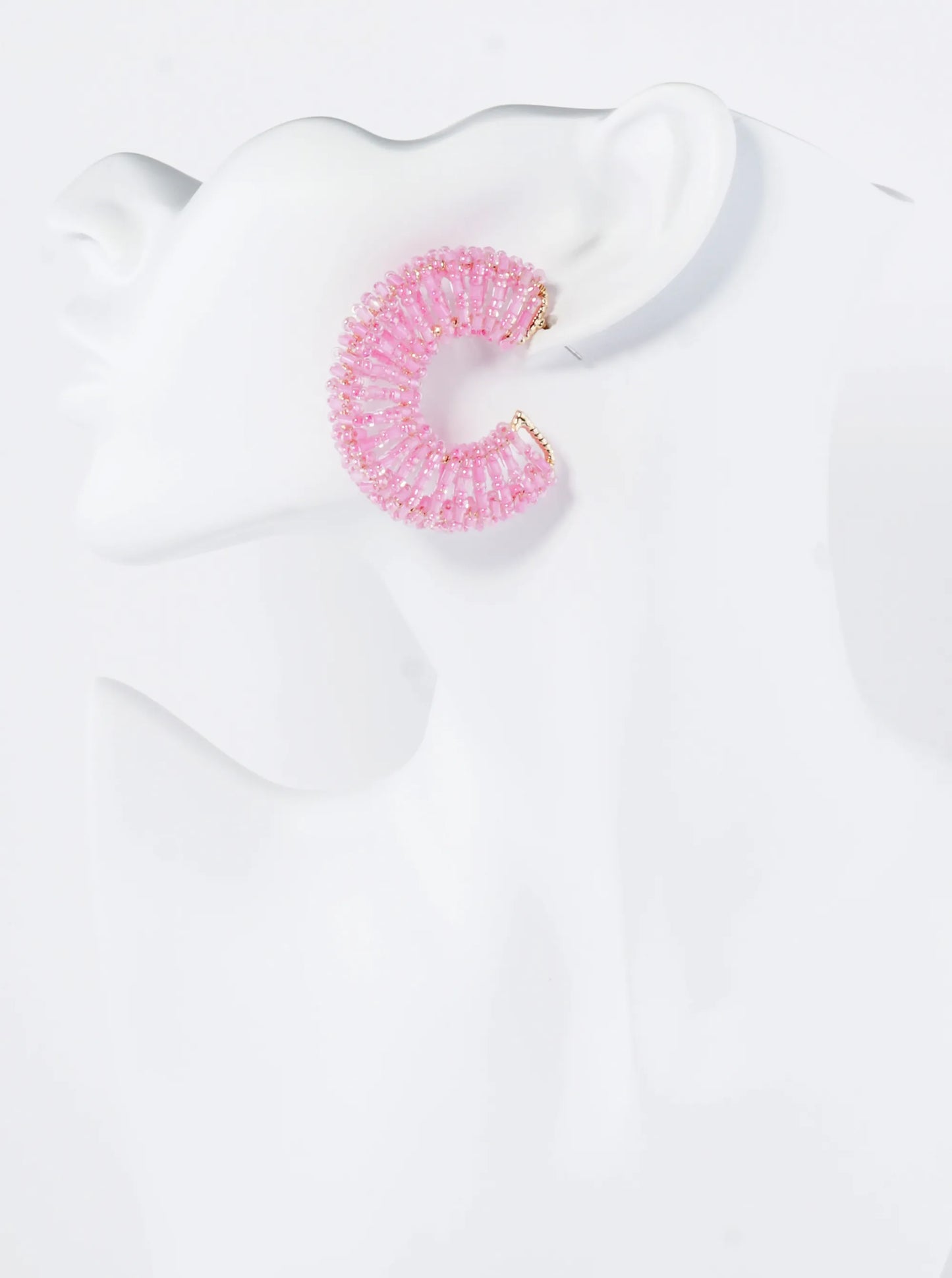 Glass Beads Wire Wrapped 45mm Wide Hoop Earrings