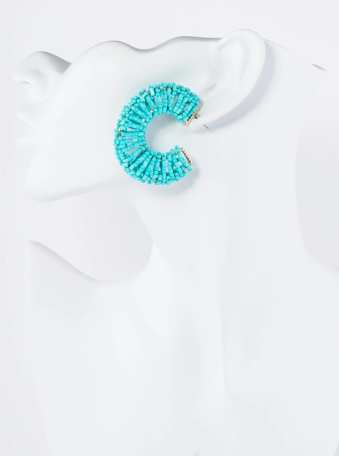 Glass Beads Wire Wrapped 45mm Wide Hoop Earrings
