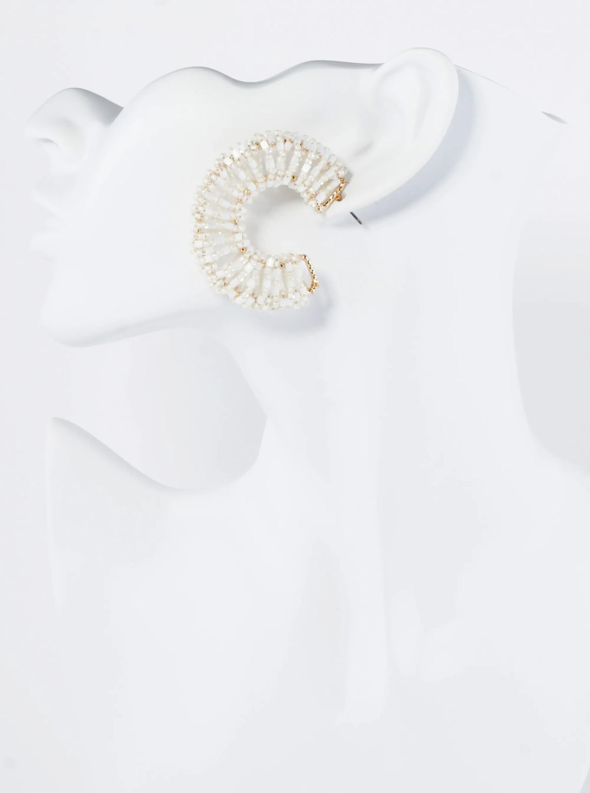 Glass Beads Wire Wrapped 45mm Wide Hoop Earrings
