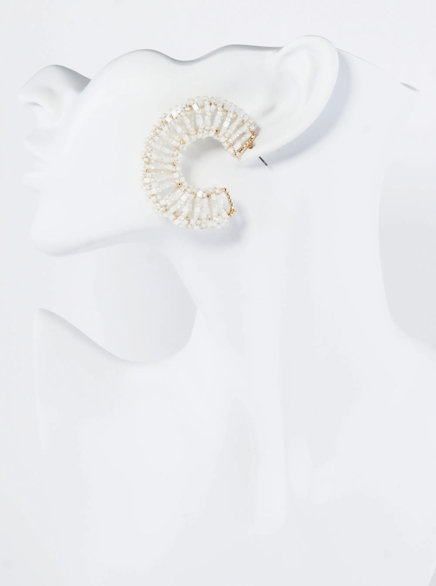 Glass Beads Wire Wrapped 45mm Wide Hoop Earrings