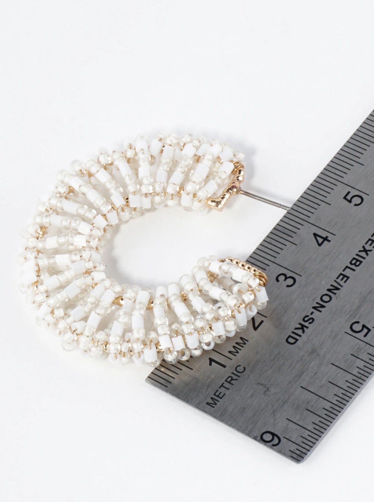 Glass Beads Wire Wrapped 45mm Wide Hoop Earrings