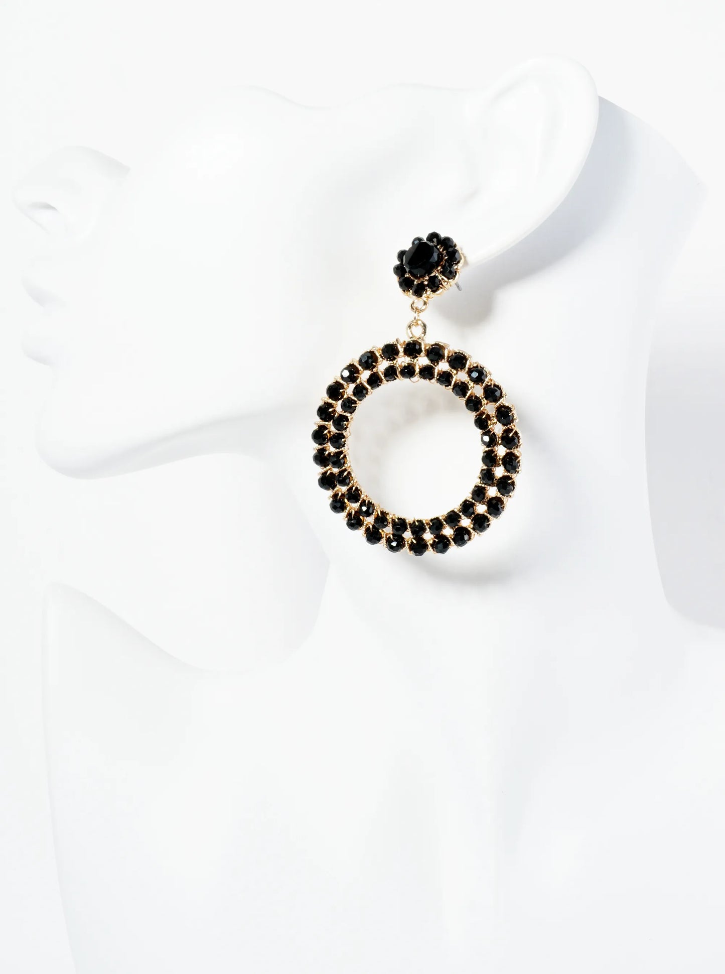 Glass Beads Wire Wrapped Circle Drop Statement Earrings