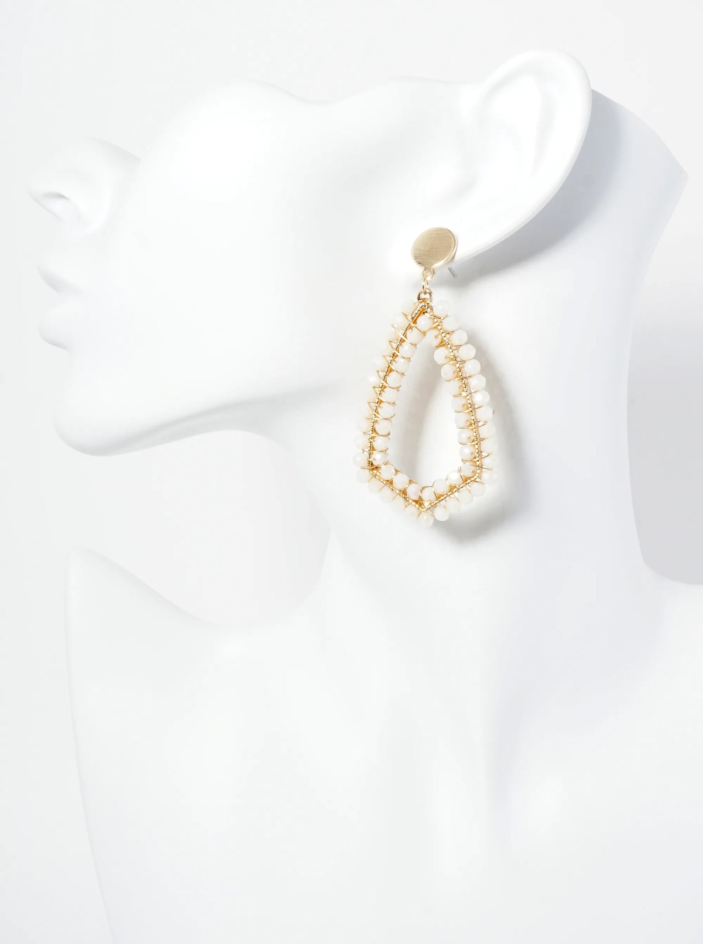 Glass Beads Wire Wrapped Dangle Post Earrings