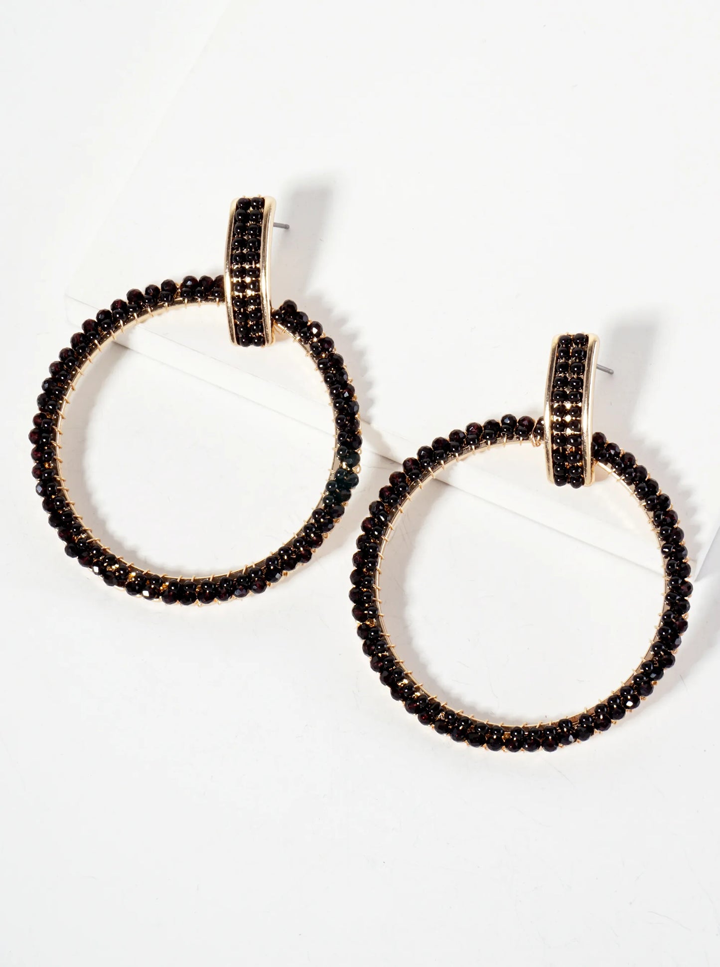 Glass-Beads Wire-Wrapped Door-Knocker Design Statement Earrings