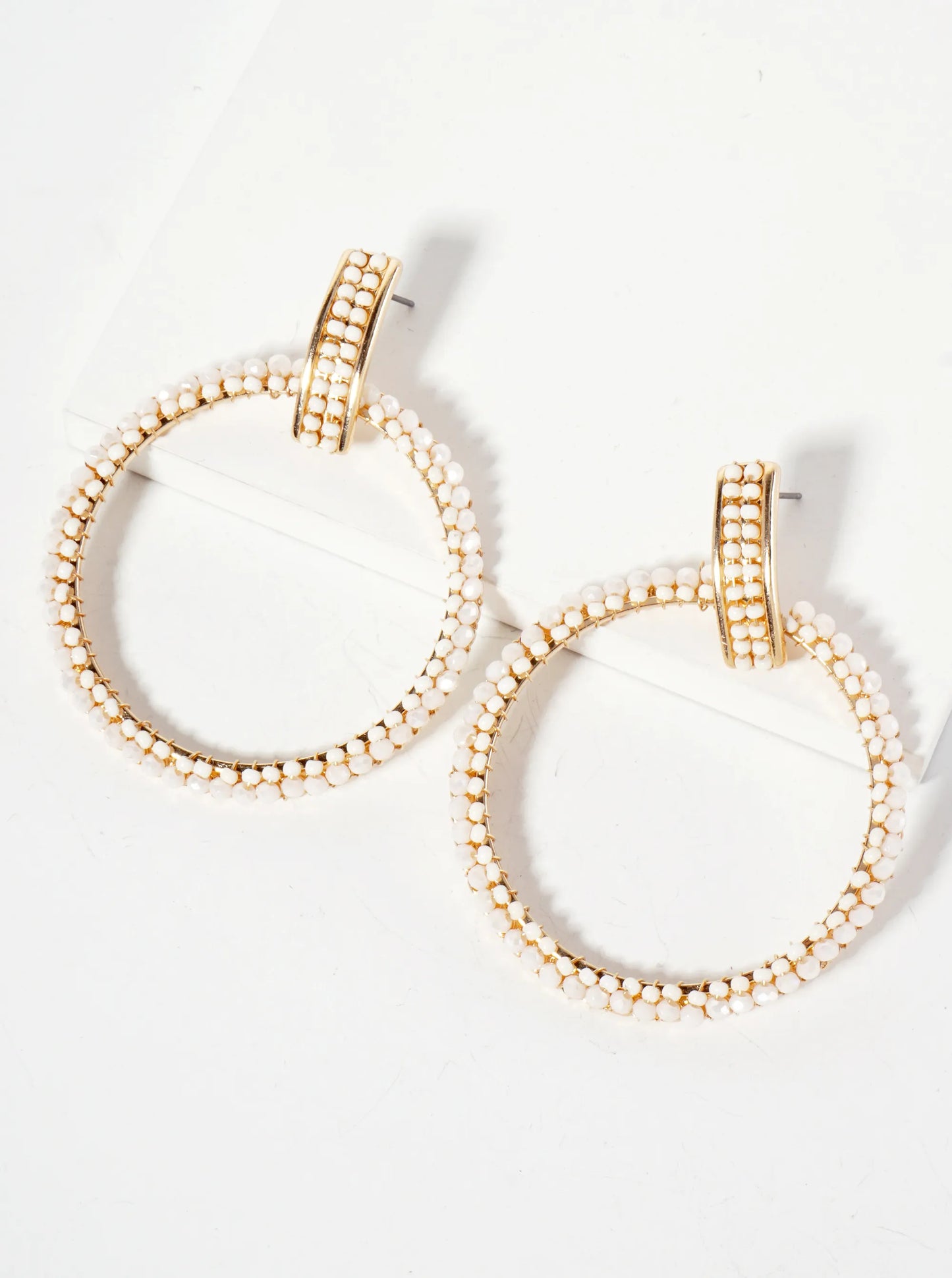Glass-Beads Wire-Wrapped Door-Knocker Design Statement Earrings