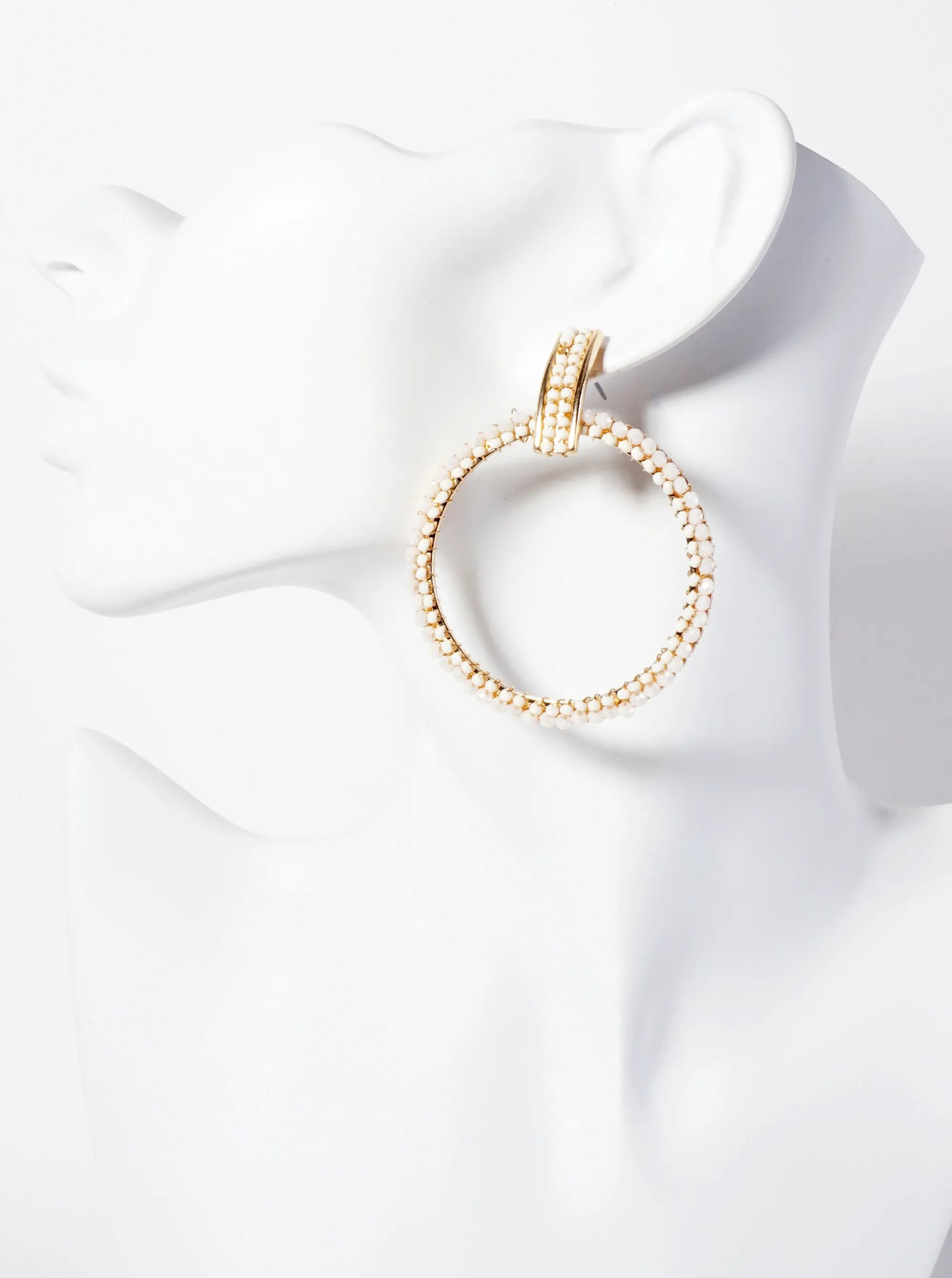 Glass-Beads Wire-Wrapped Door-Knocker Design Statement Earrings