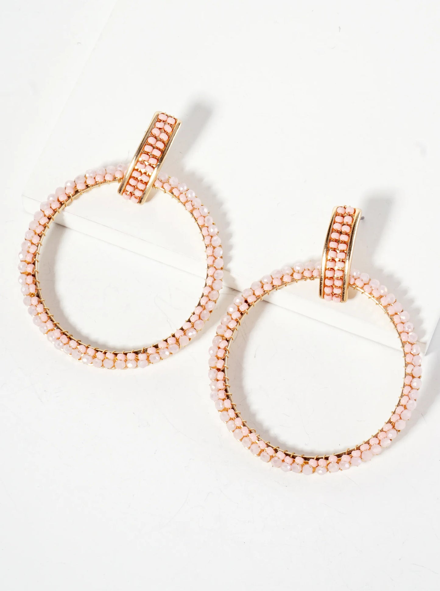 Glass-Beads Wire-Wrapped Door-Knocker Design Statement Earrings