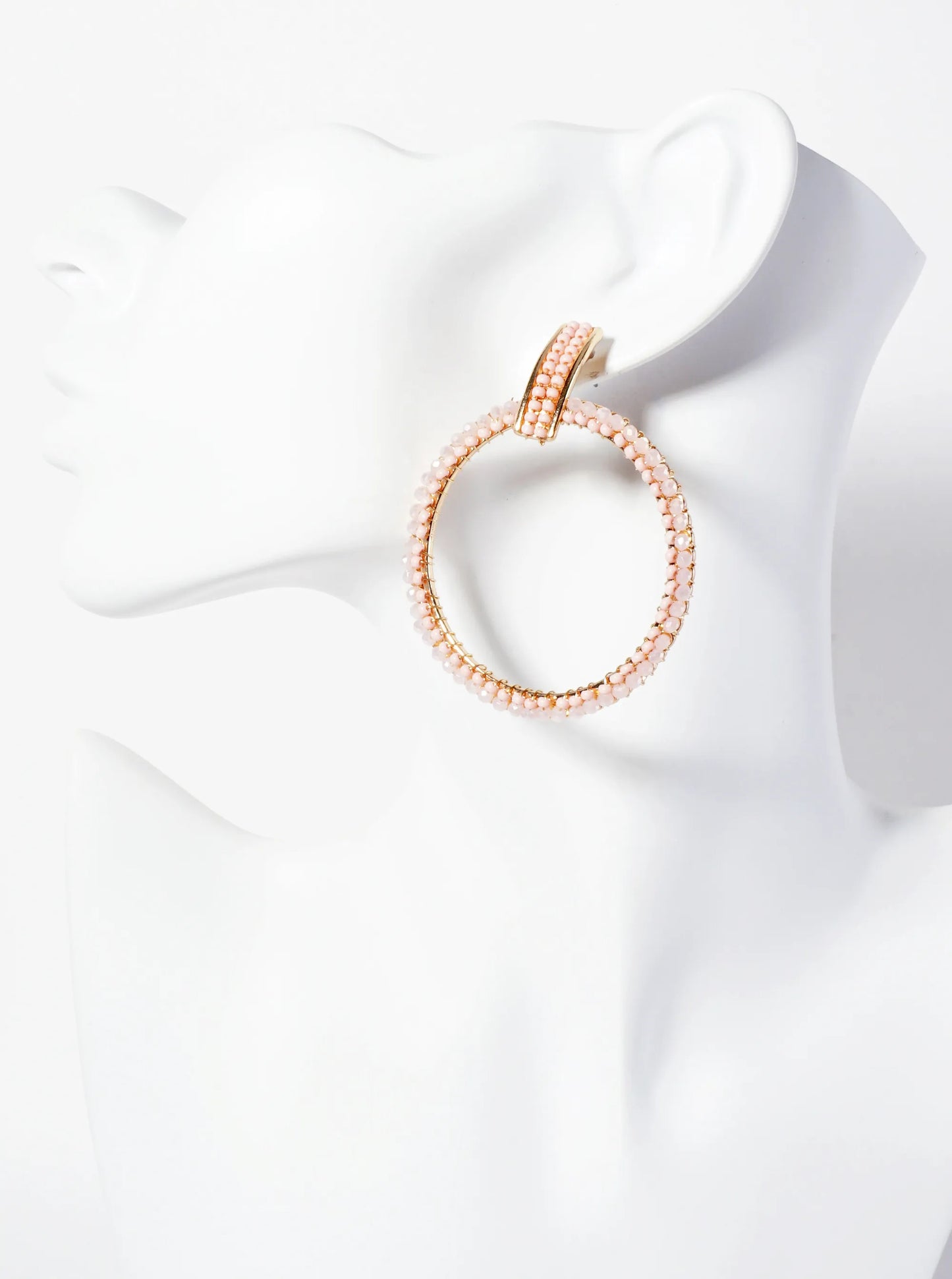 Glass-Beads Wire-Wrapped Door-Knocker Design Statement Earrings