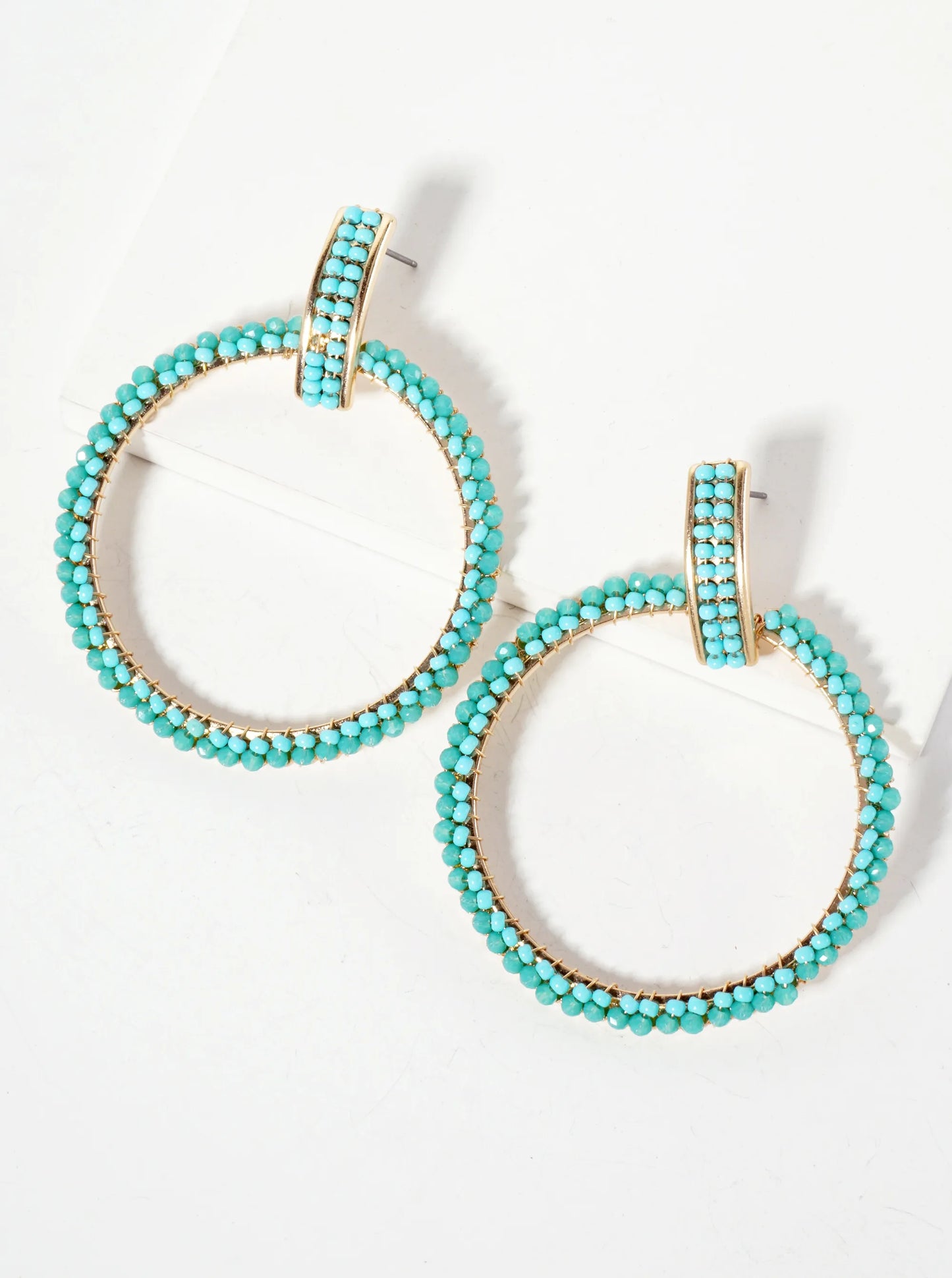 Glass-Beads Wire-Wrapped Door-Knocker Design Statement Earrings