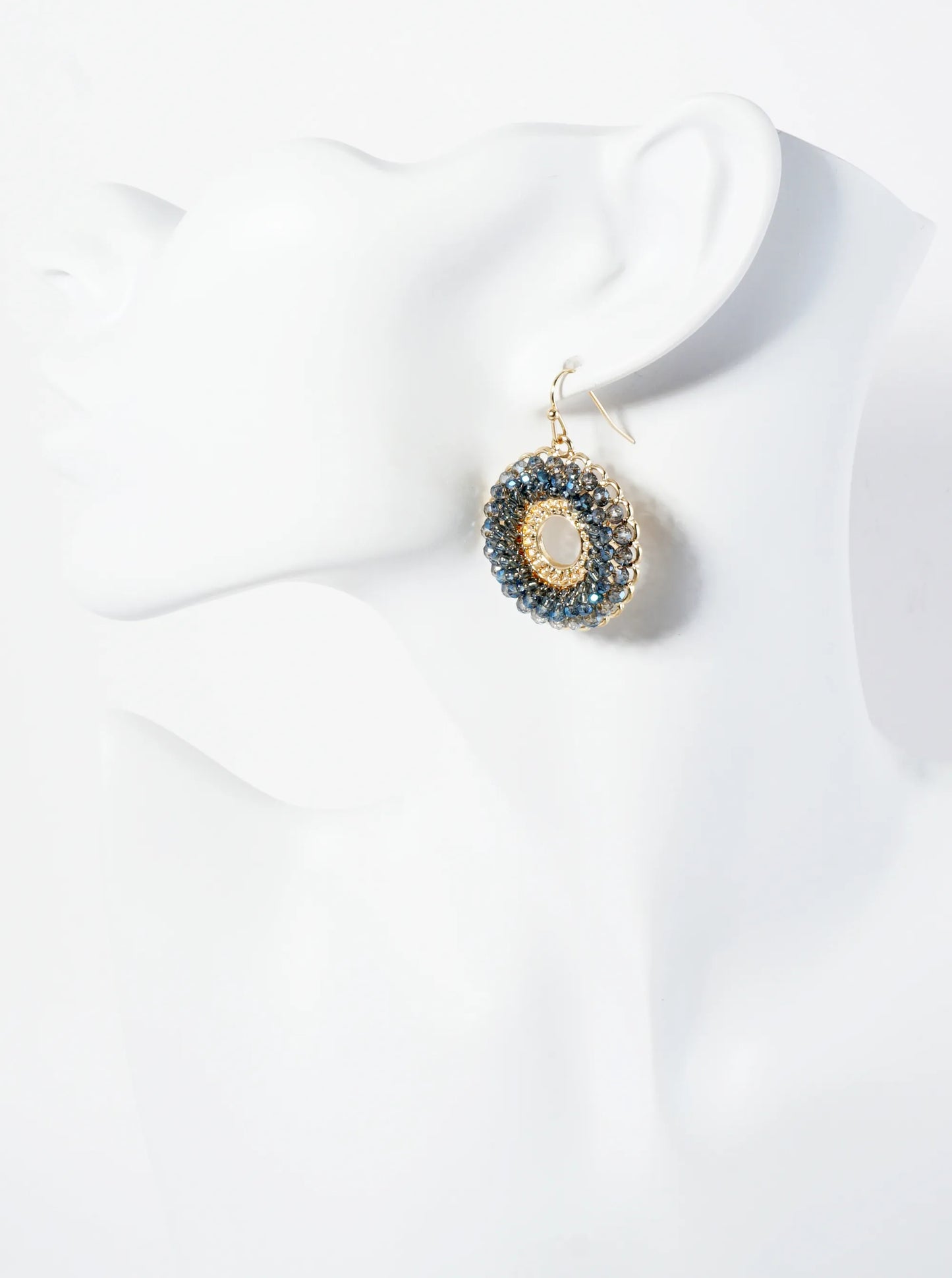 Glass Beads Wire Wrapped Filigree Circle Dangle Earrings
