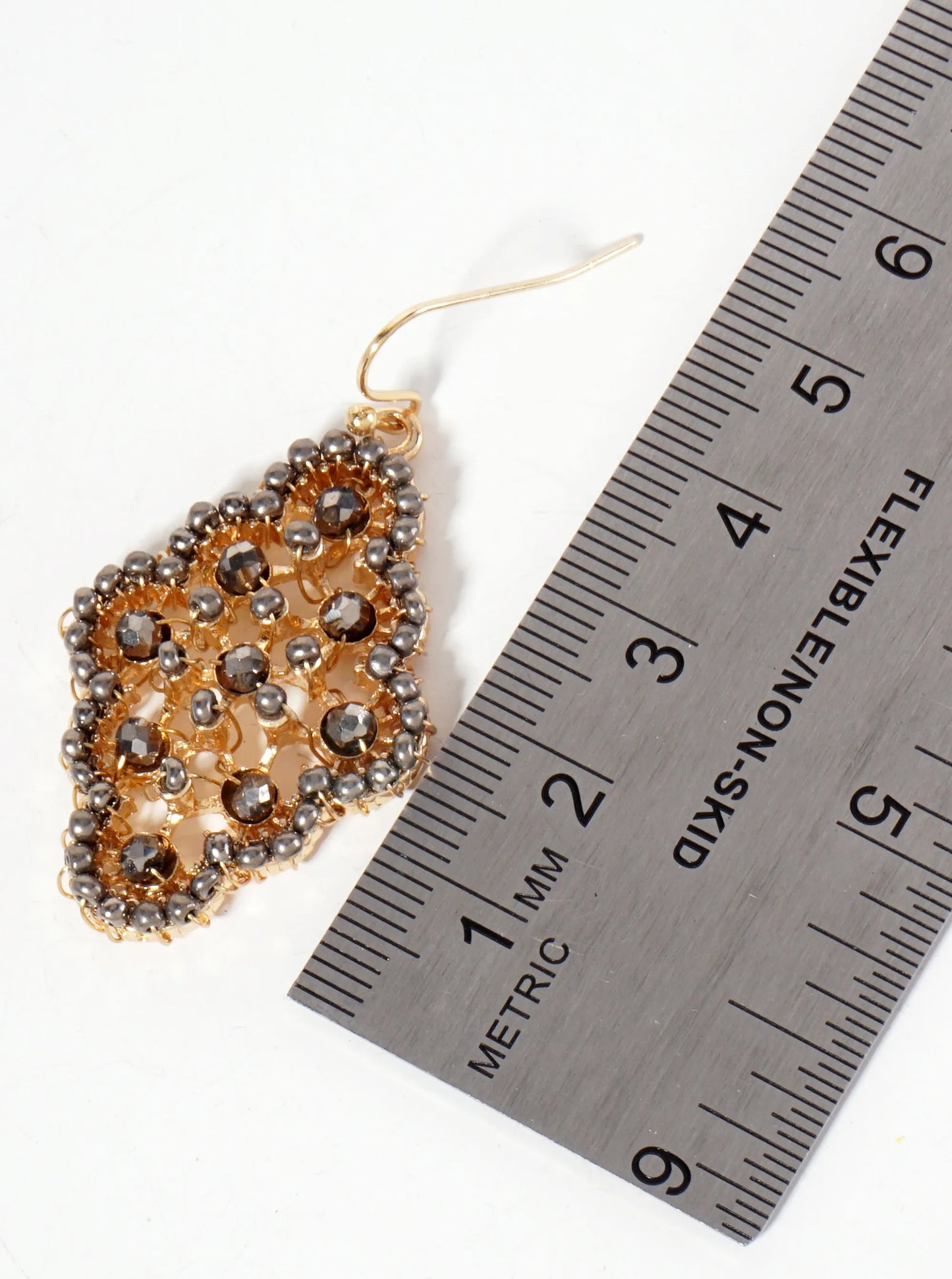 Glass-Beads Wire Wrapped Moroccan-Shaped Dangle Earrings