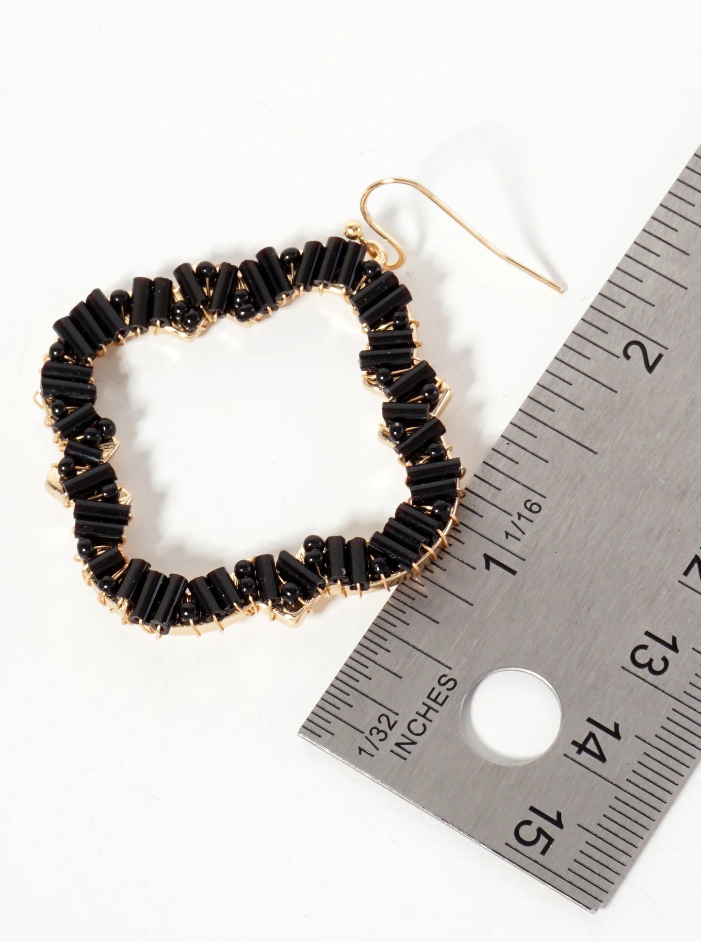 Glass-Beads Wire-Wrapped Quatrefoil Dangle Drop Earrings
