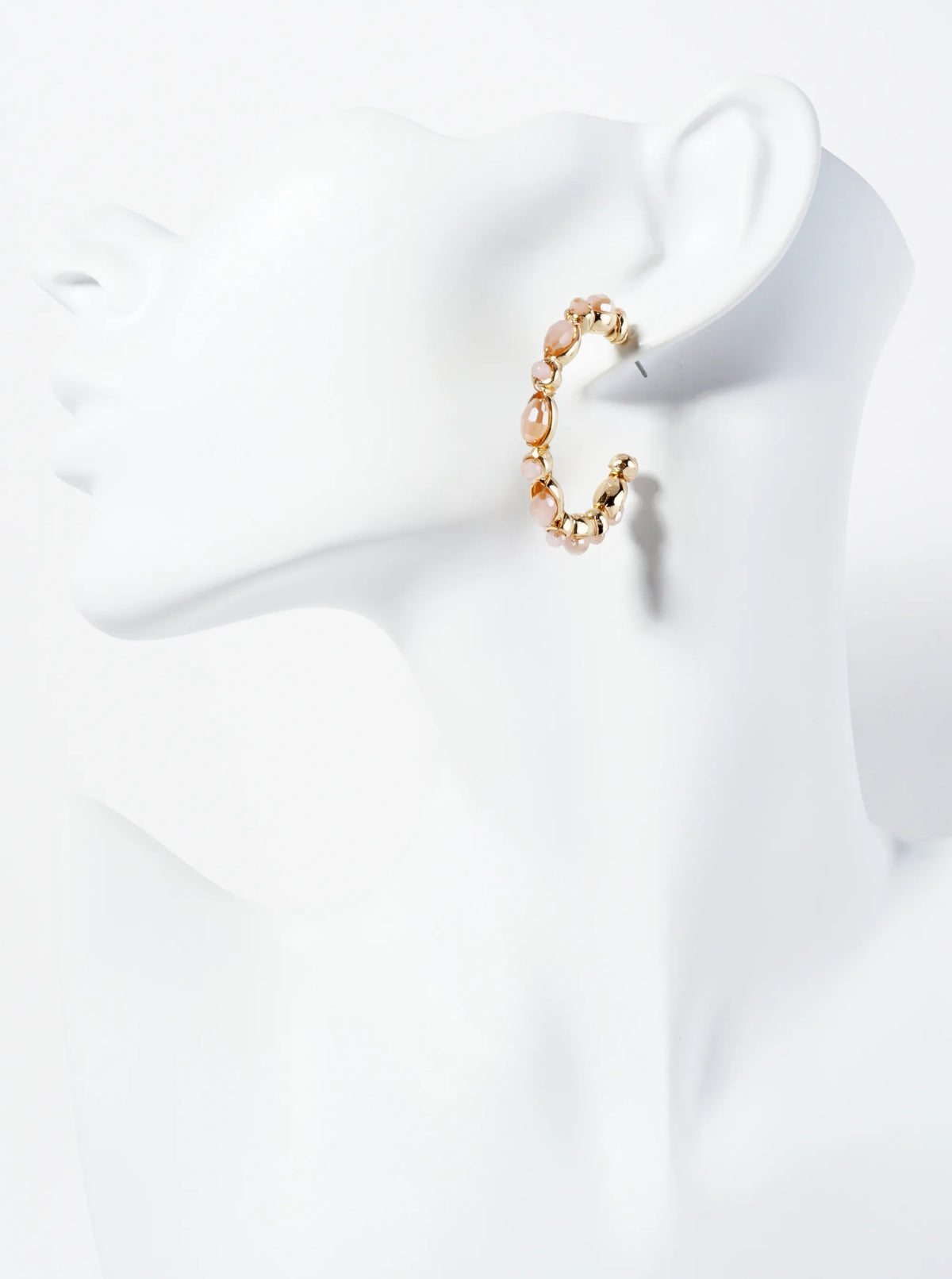 Glass Beads Wired 35mm Open Hoop Earrings