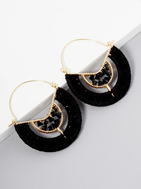 Glass Beads Wired Suede Wrapped Earrings