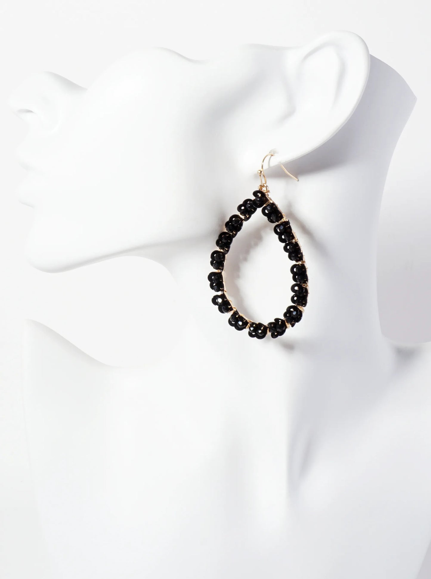 Glass-Beads And Sequins Surrounding Teardrop Dangle Earrings