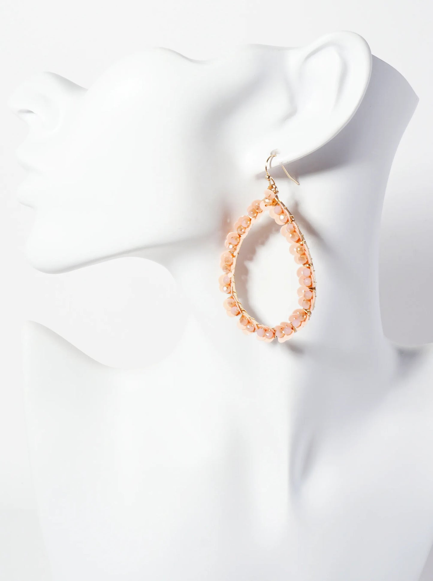 Glass-Beads And Sequins Surrounding Teardrop Dangle Earrings