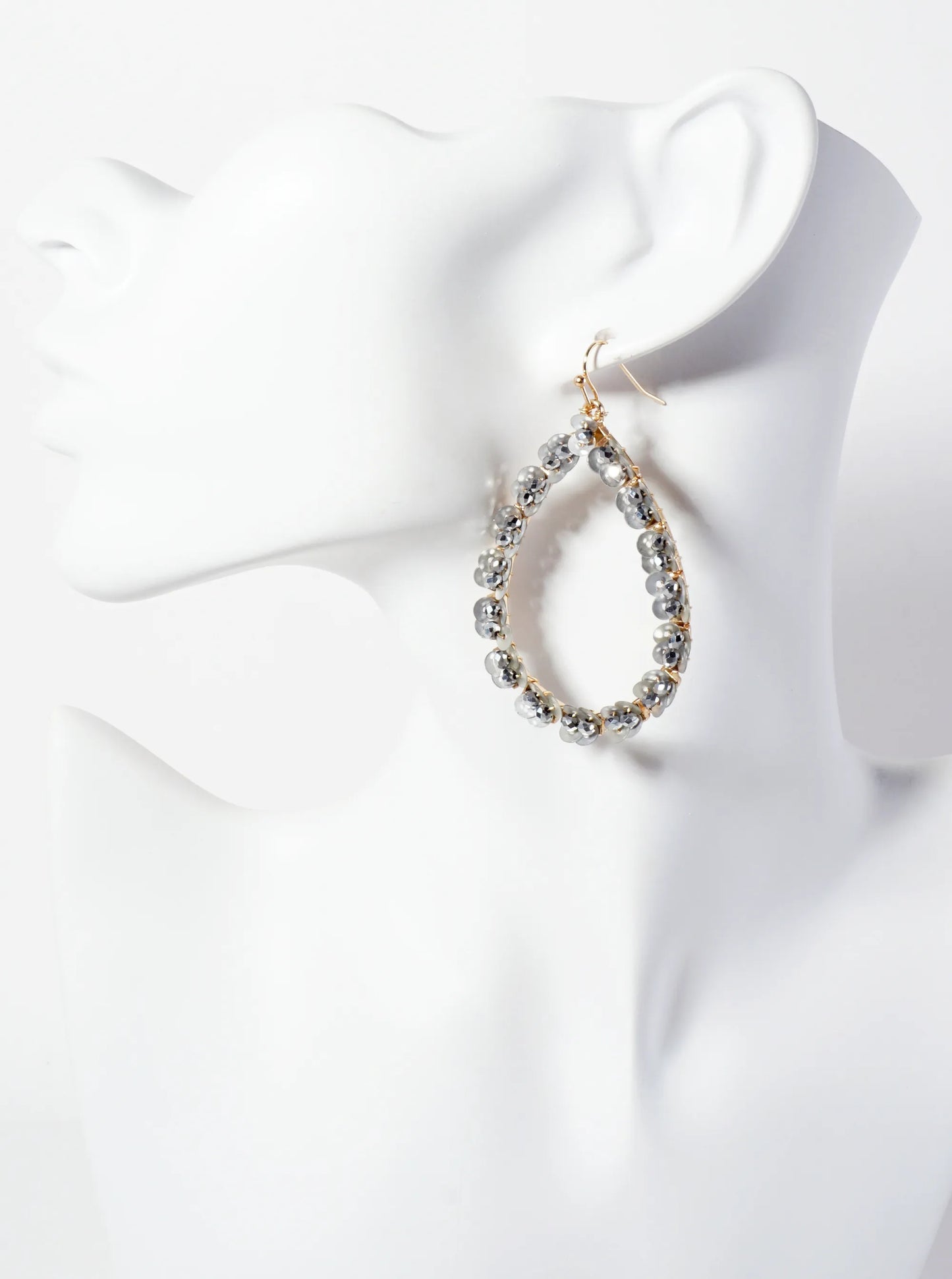 Glass-Beads And Sequins Surrounding Teardrop Dangle Earrings
