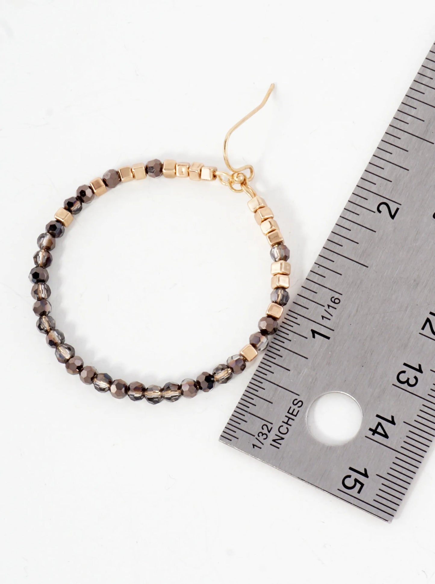 Glass Metal Beads Wrapped Round Circle Drop Earrings