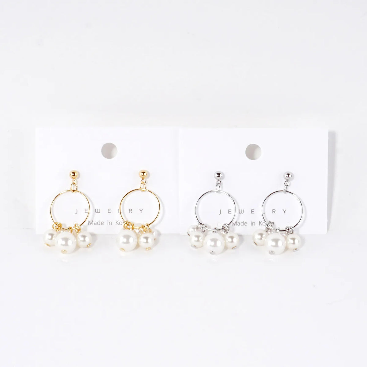 Glass Pearl Cluster Dangle Earrings