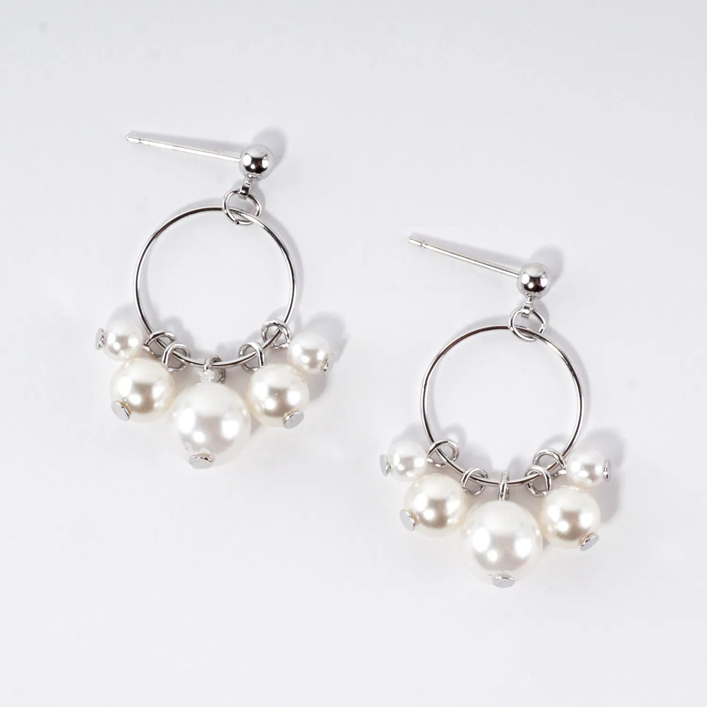 Glass Pearl Cluster Dangle Earrings