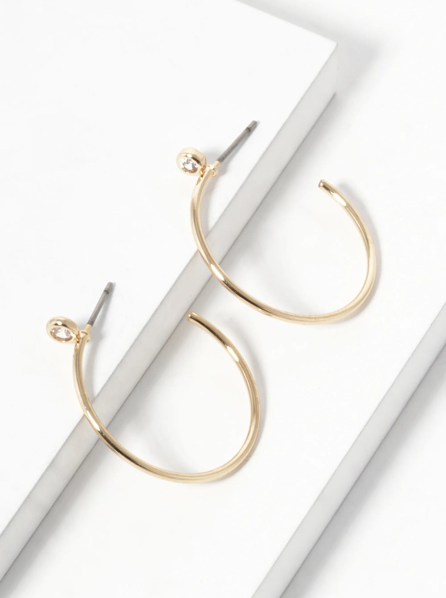 Glass Stone 25mm Minimalist Hoop Earrings