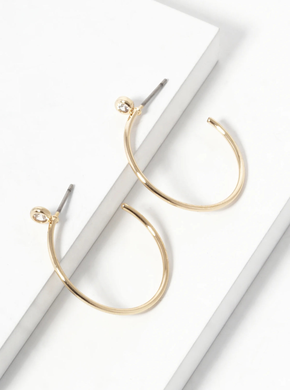 Glass Stone 25mm Minimalist Hoop Earrings