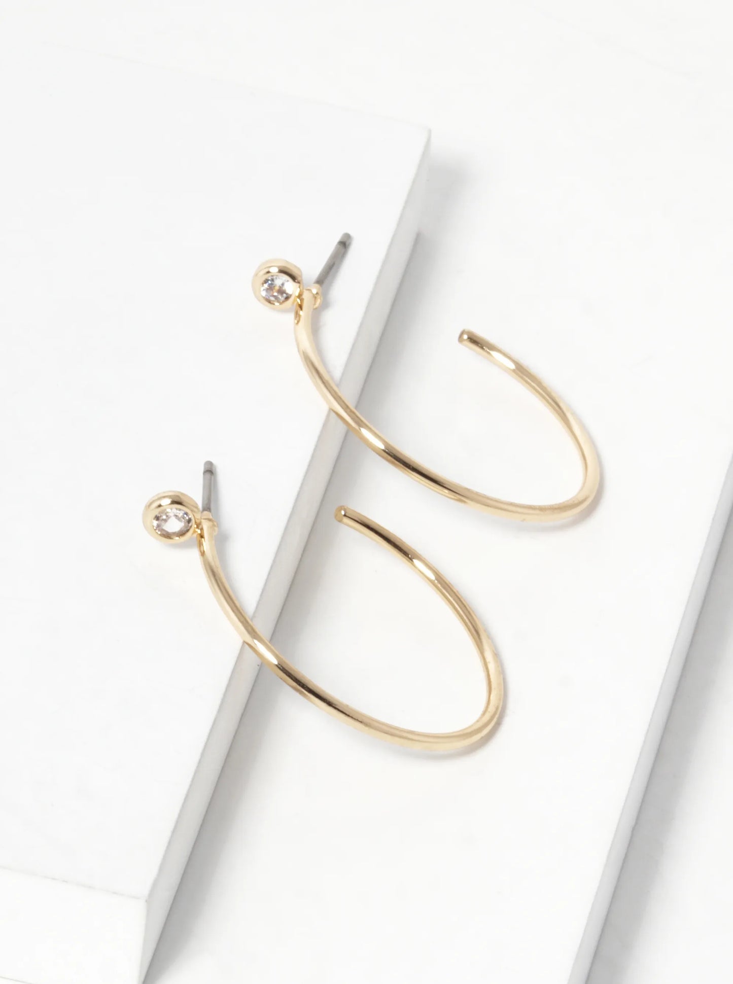 Glass Stone 25mm Minimalist Hoop Earrings
