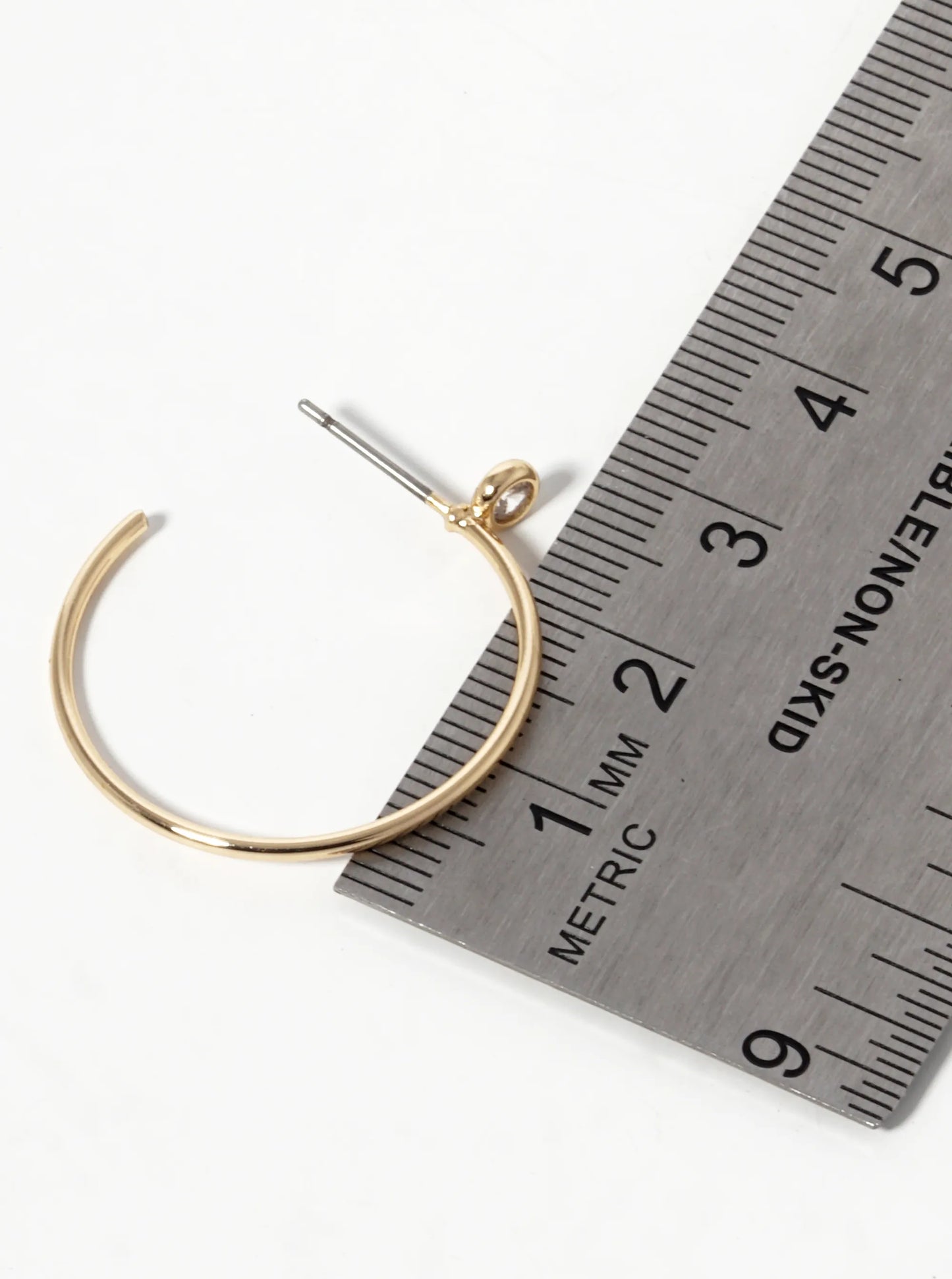 Glass Stone 25mm Minimalist Hoop Earrings