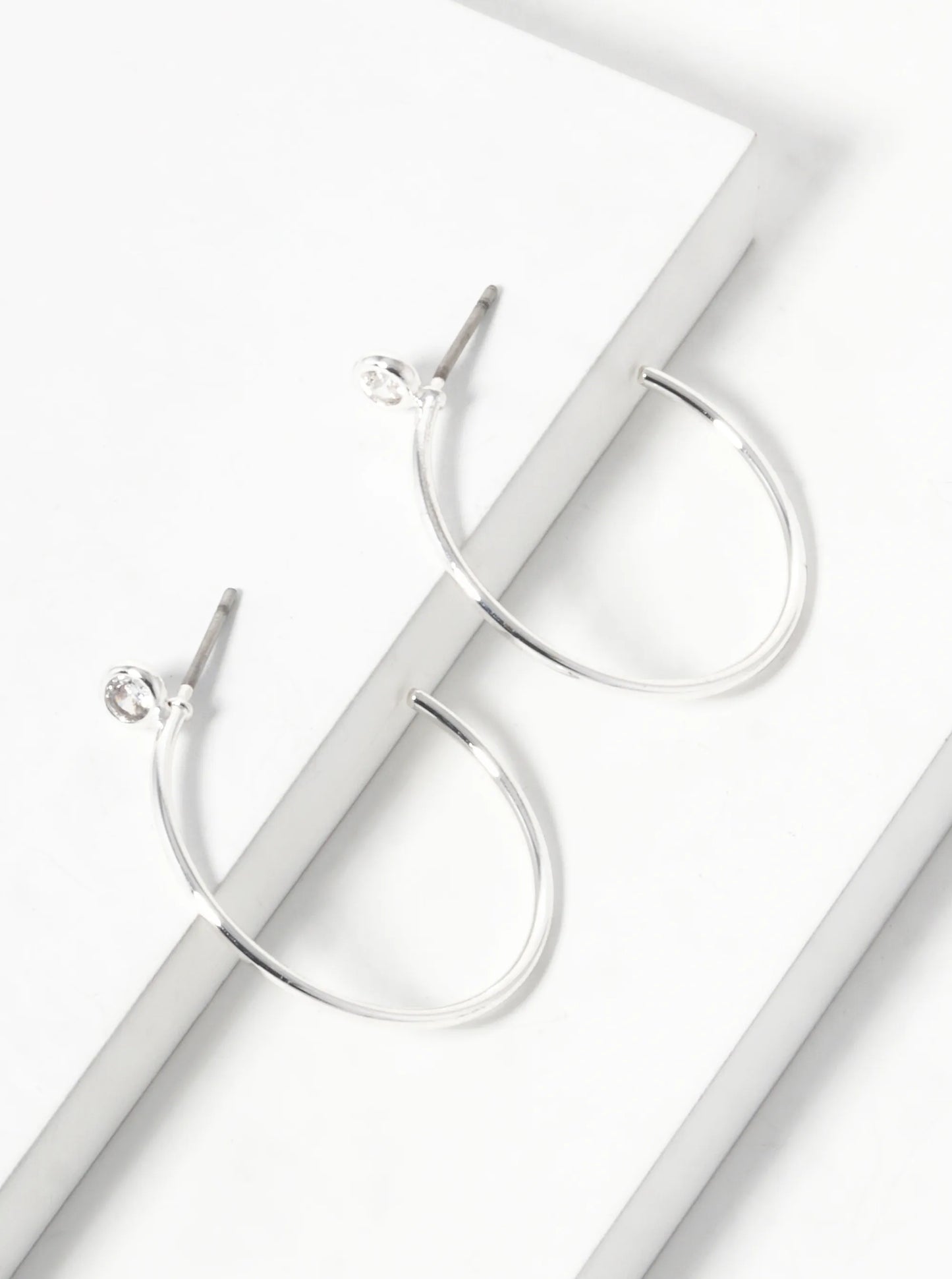Glass Stone 25mm Minimalist Hoop Earrings
