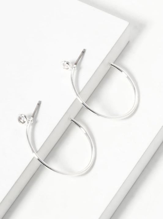 Glass Stone 25mm Minimalist Hoop Earrings