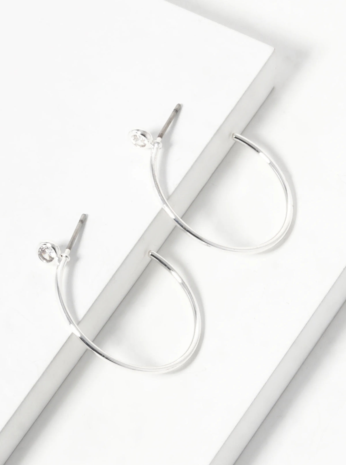 Glass Stone 25mm Minimalist Hoop Earrings